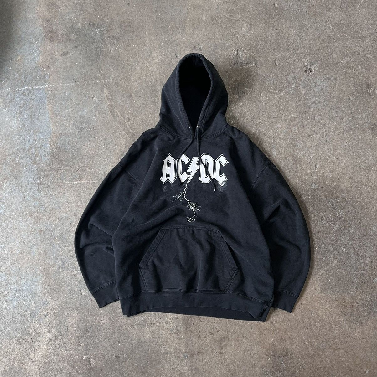 Vintage Vintage Early 2000s AC/DC Lightning Boxy Fit Faded Hoodie | Grailed