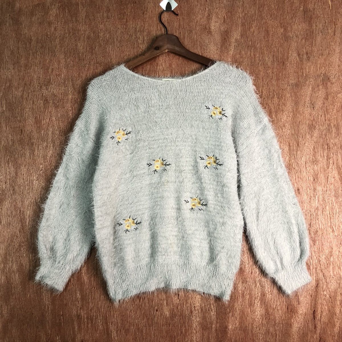 Homespun Knitwear DLL Earth Music & Ecology Grey Mohair Shag KNitwear #c225 Size US S / EU 44-46 / 1 - 1 Thumbnail