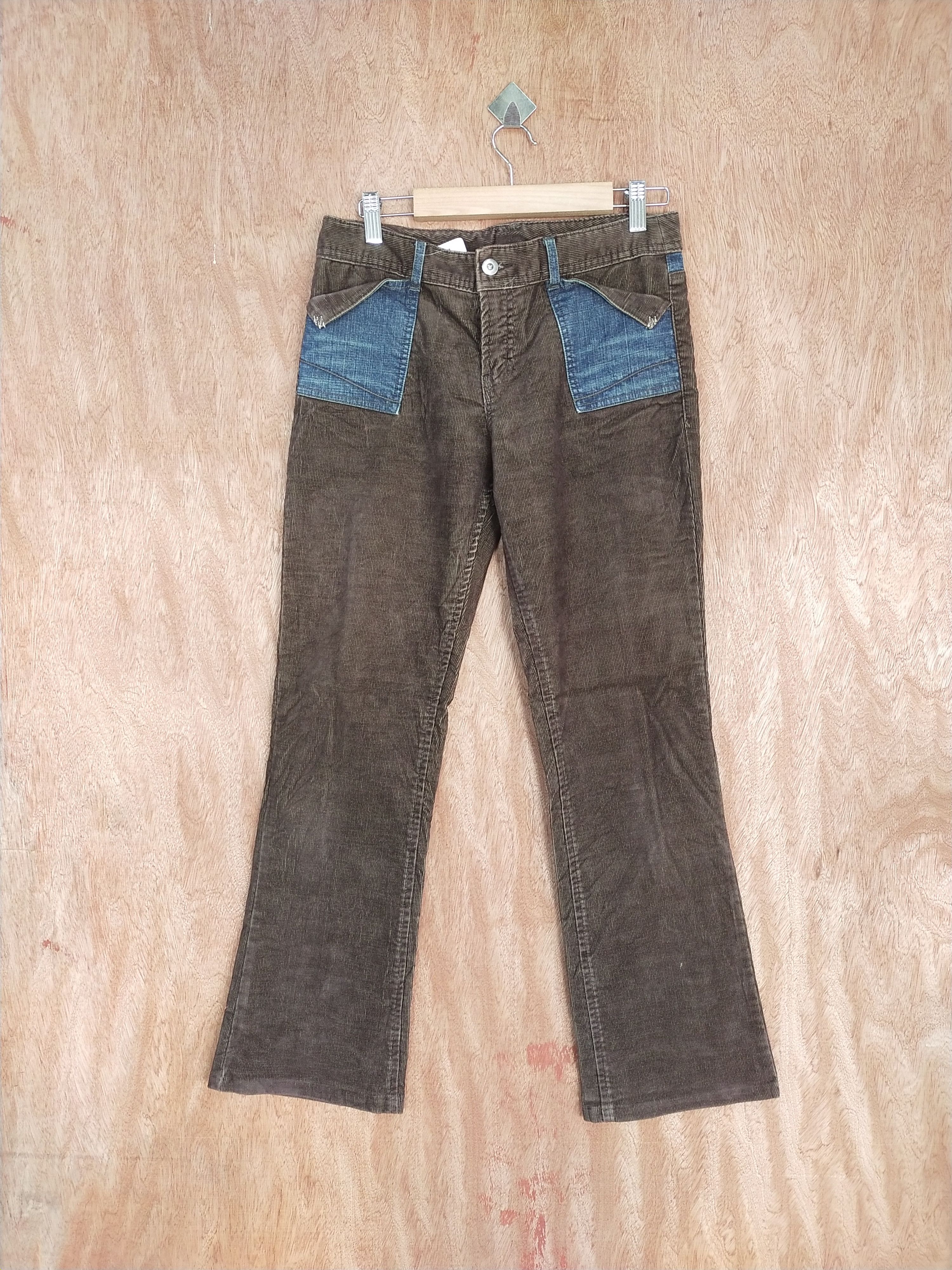 Japanese Brand Japan Patchwork brown corduroy denim pants #S081 Size US 27 - 1 Thumbnail