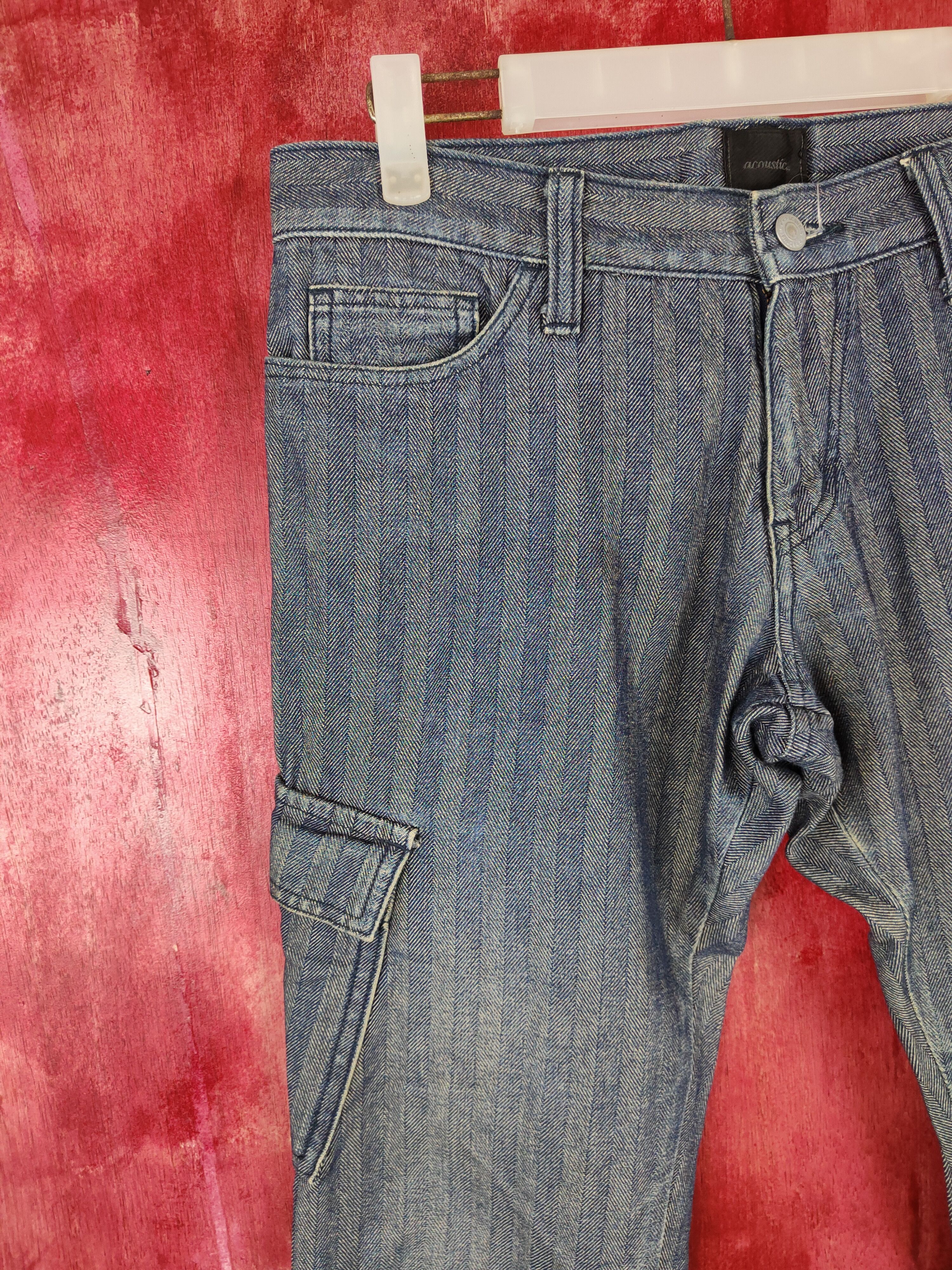 Japanese Brand Acoustic Blue stripe utility Cargo Pants #4893 Size US 31 - 3 Thumbnail