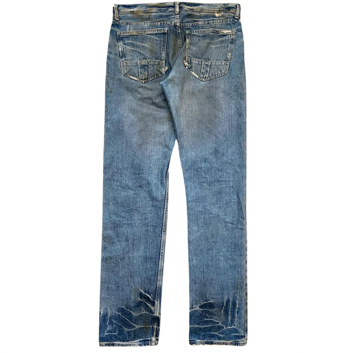 Rick Owens Rick Owens Slab Hogs Blue Wax Oil Distress Denim 2002 Size US 35 - 2 Thumbnail