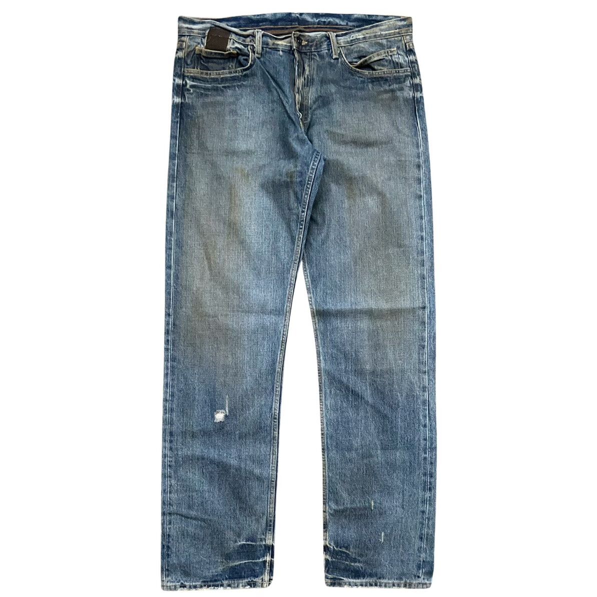 Rick Owens Rick Owens Slab Hogs Blue Wax Oil Distress Denim 2002 Size US 35 - 1 Thumbnail