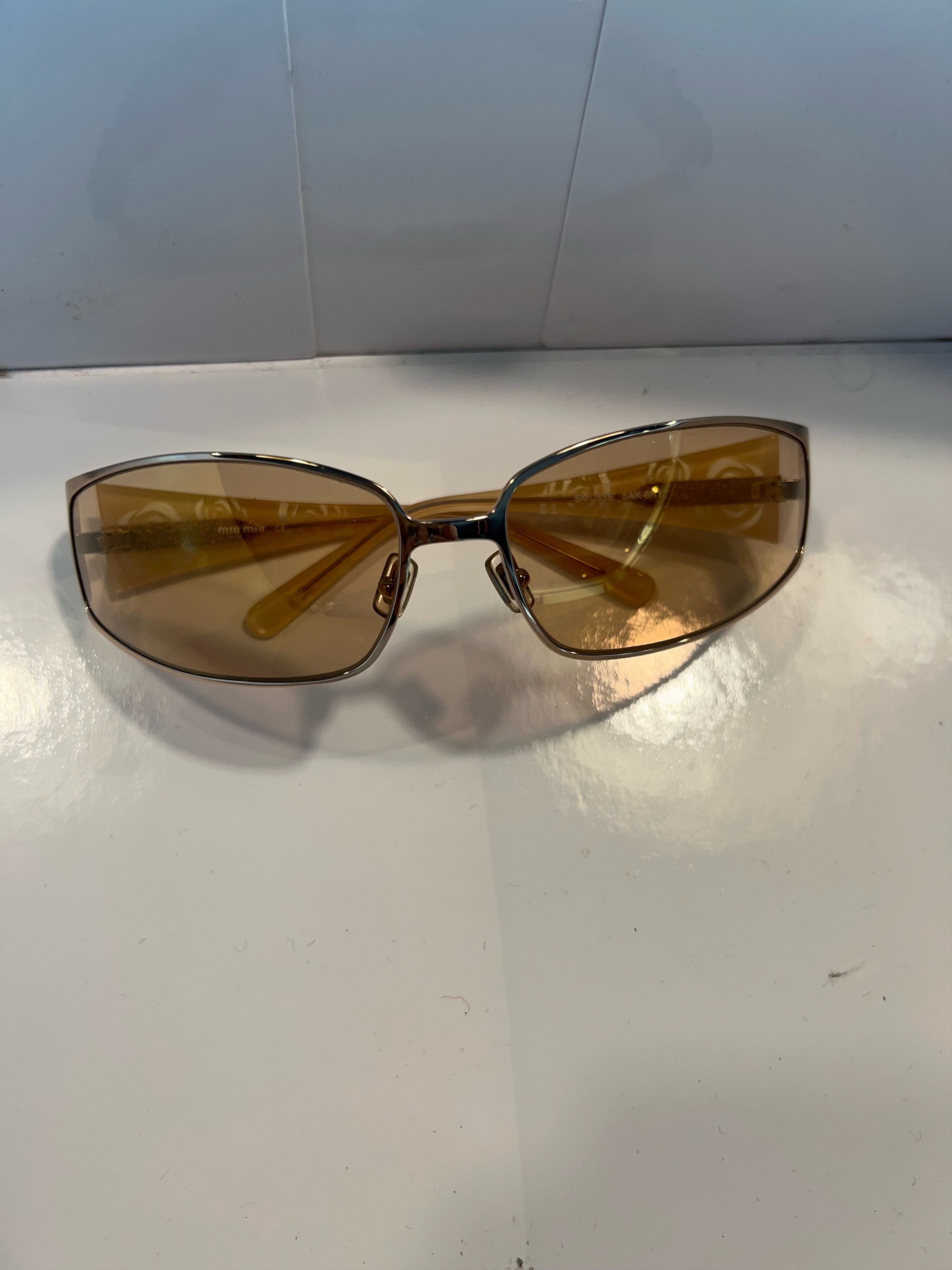Miu Miu MiuMiu Golden Sunglasses Size ONE SIZE - 4 Thumbnail