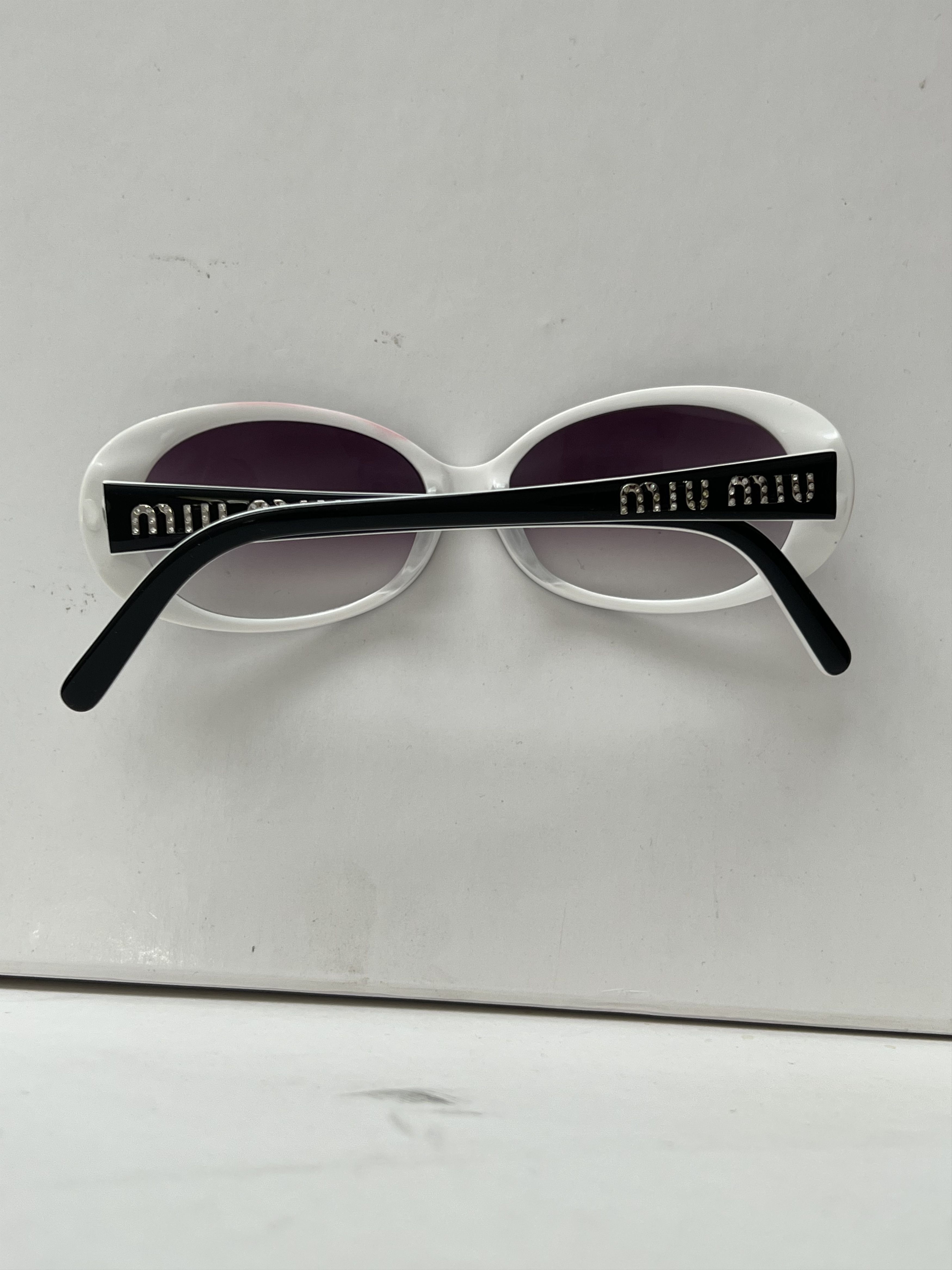 Miu Miu Miu Miu Black/White Swarovski Rhinestones Sunglasses Size ONE SIZE - 3 Thumbnail