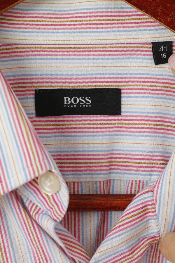 Hugo Boss Hugo Boss Men 41 16 L Casual Shirt Blue Pink Striped 6810 Size US L / EU 52-54 / 3 - 4 Thumbnail
