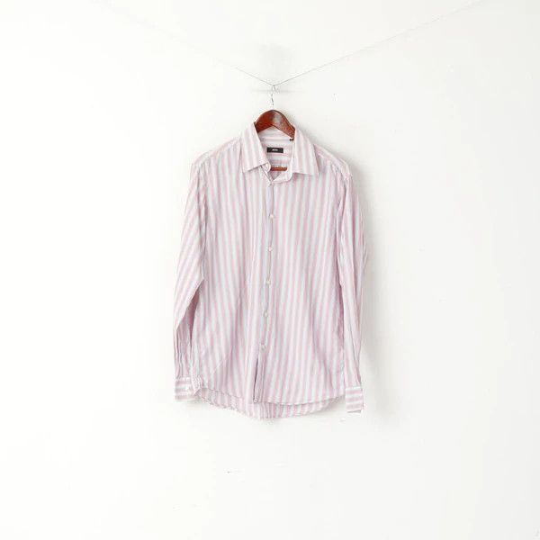 Hugo Boss Hugo Boss Men 41 16 L Casual Shirt Blue Pink Striped 6810 Size US L / EU 52-54 / 3 - 2 Thumbnail