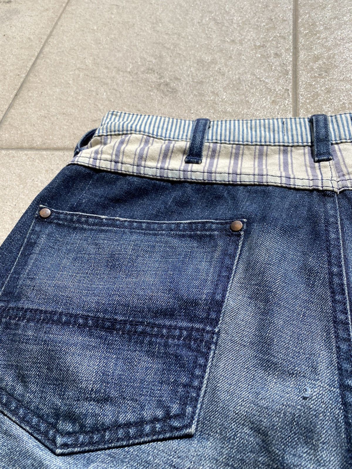 Bape × Nigo A Bathing Ape “BAPE” Hickory Stripe Denim Shorts Size US 32 / EU 48 - 11 Thumbnail