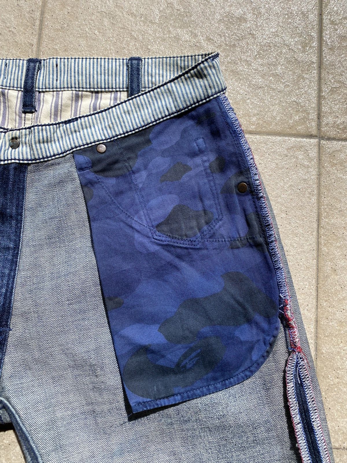 Bape × Nigo A Bathing Ape “BAPE” Hickory Stripe Denim Shorts Size US 32 / EU 48 - 13 Thumbnail