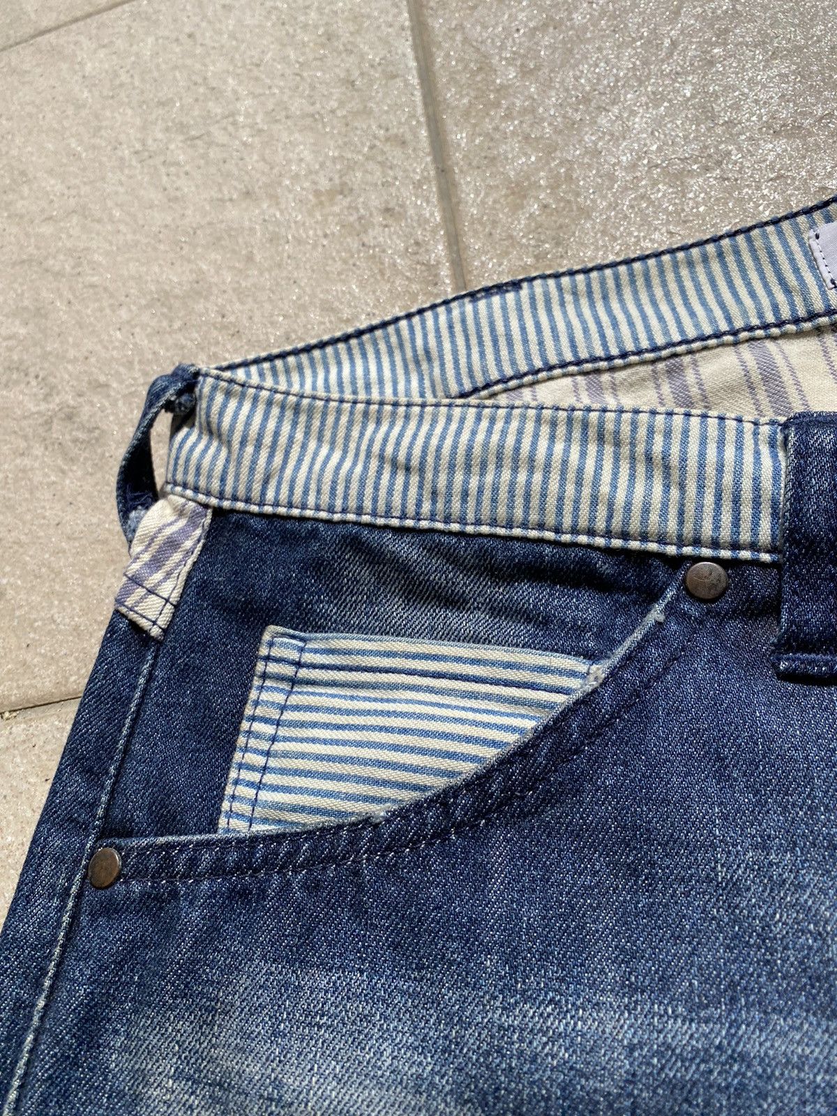 Bape × Nigo A Bathing Ape “BAPE” Hickory Stripe Denim Shorts Size US 32 / EU 48 - 5 Thumbnail