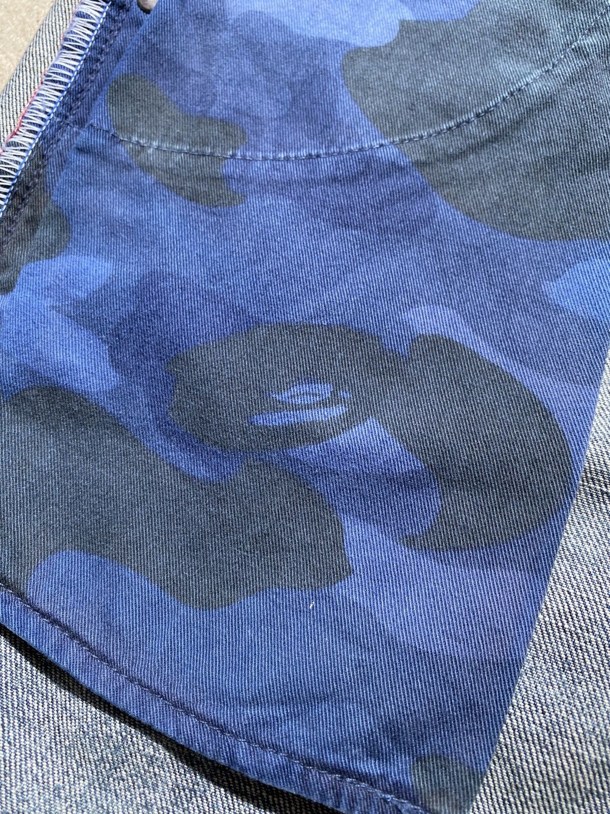 Bape × Nigo A Bathing Ape “BAPE” Hickory Stripe Denim Shorts Size US 32 / EU 48 - 15 Thumbnail