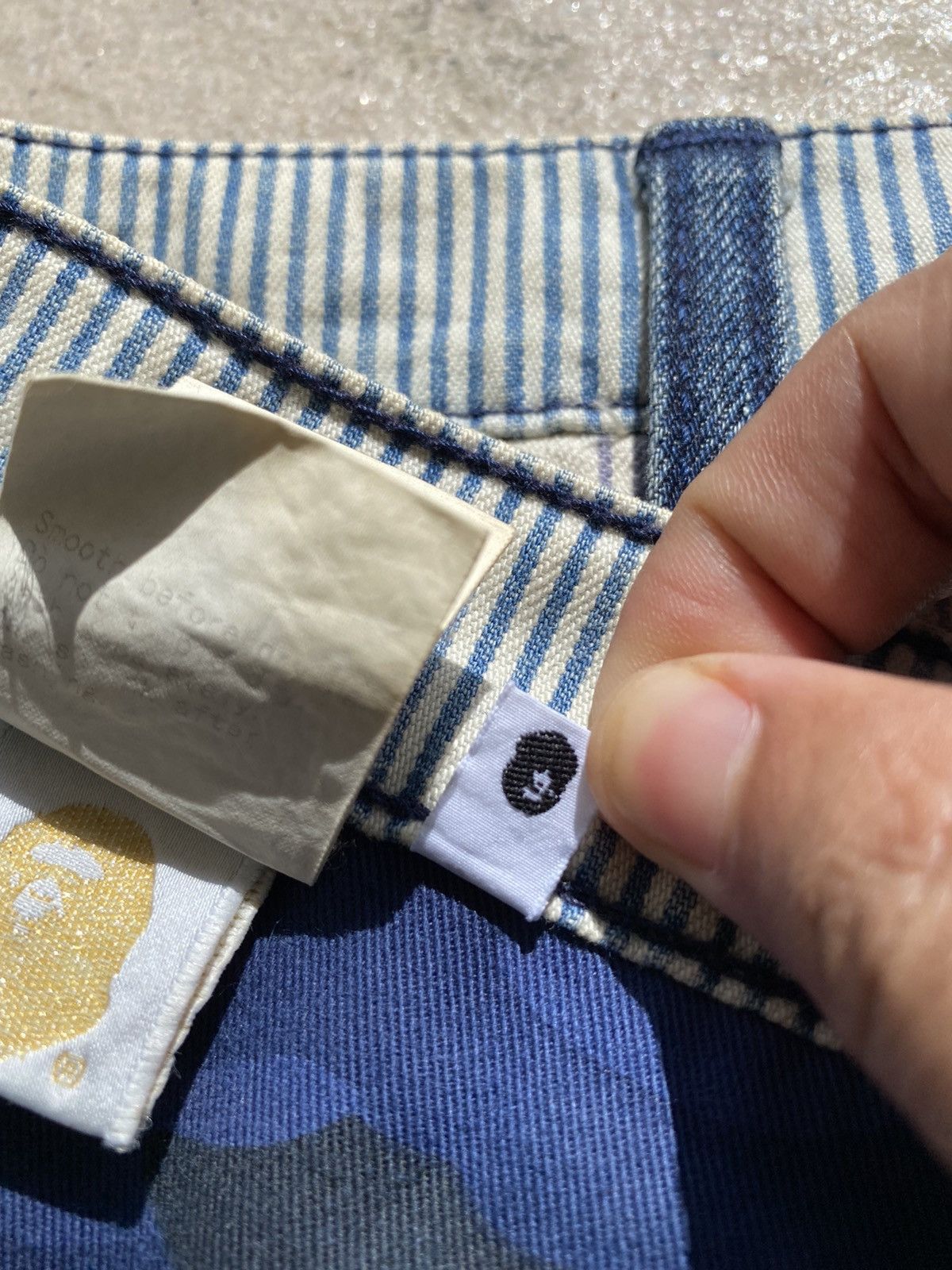 Bape × Nigo A Bathing Ape “BAPE” Hickory Stripe Denim Shorts Size US 32 / EU 48 - 17 Thumbnail