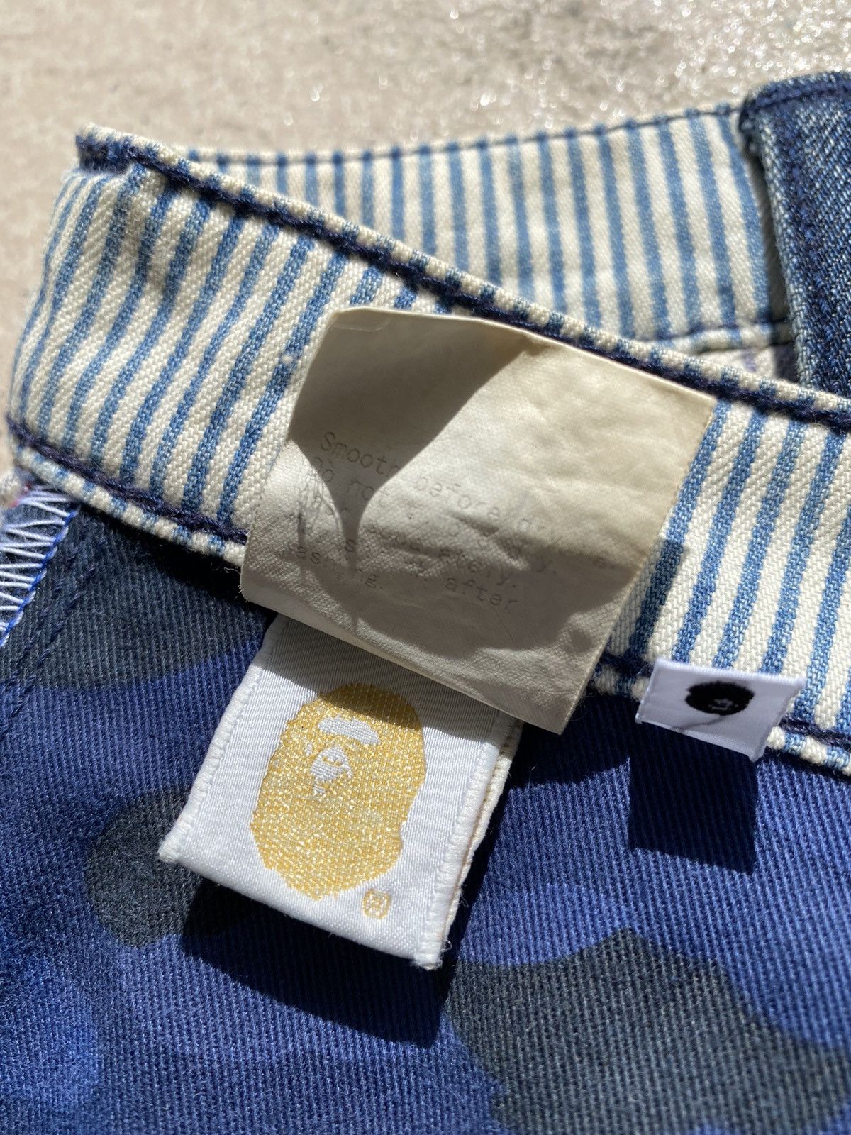 Bape × Nigo A Bathing Ape “BAPE” Hickory Stripe Denim Shorts Size US 32 / EU 48 - 18 Thumbnail