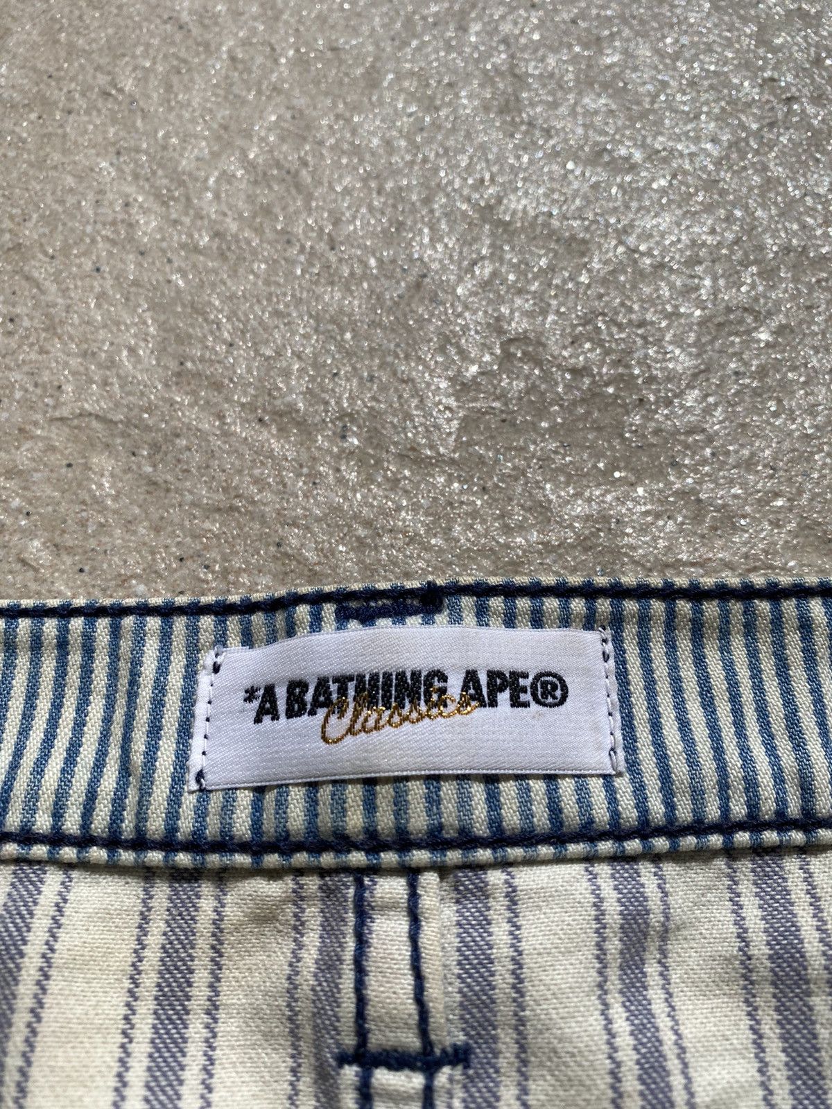 Bape × Nigo A Bathing Ape “BAPE” Hickory Stripe Denim Shorts Size US 32 / EU 48 - 4 Thumbnail