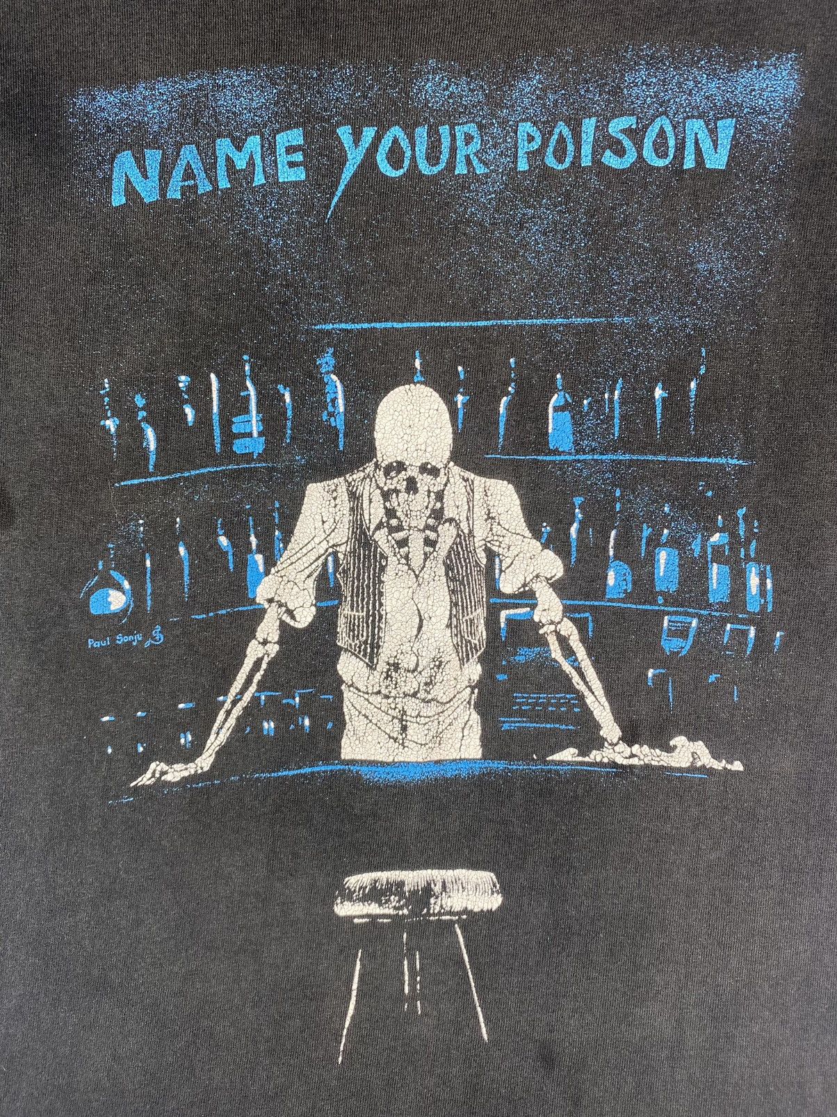 Fashion Victim × Vintage Vtg 1991 Name Your Poison skeleton bar waiter shirt Size US L / EU 52-54 / 3 - 2 Thumbnail