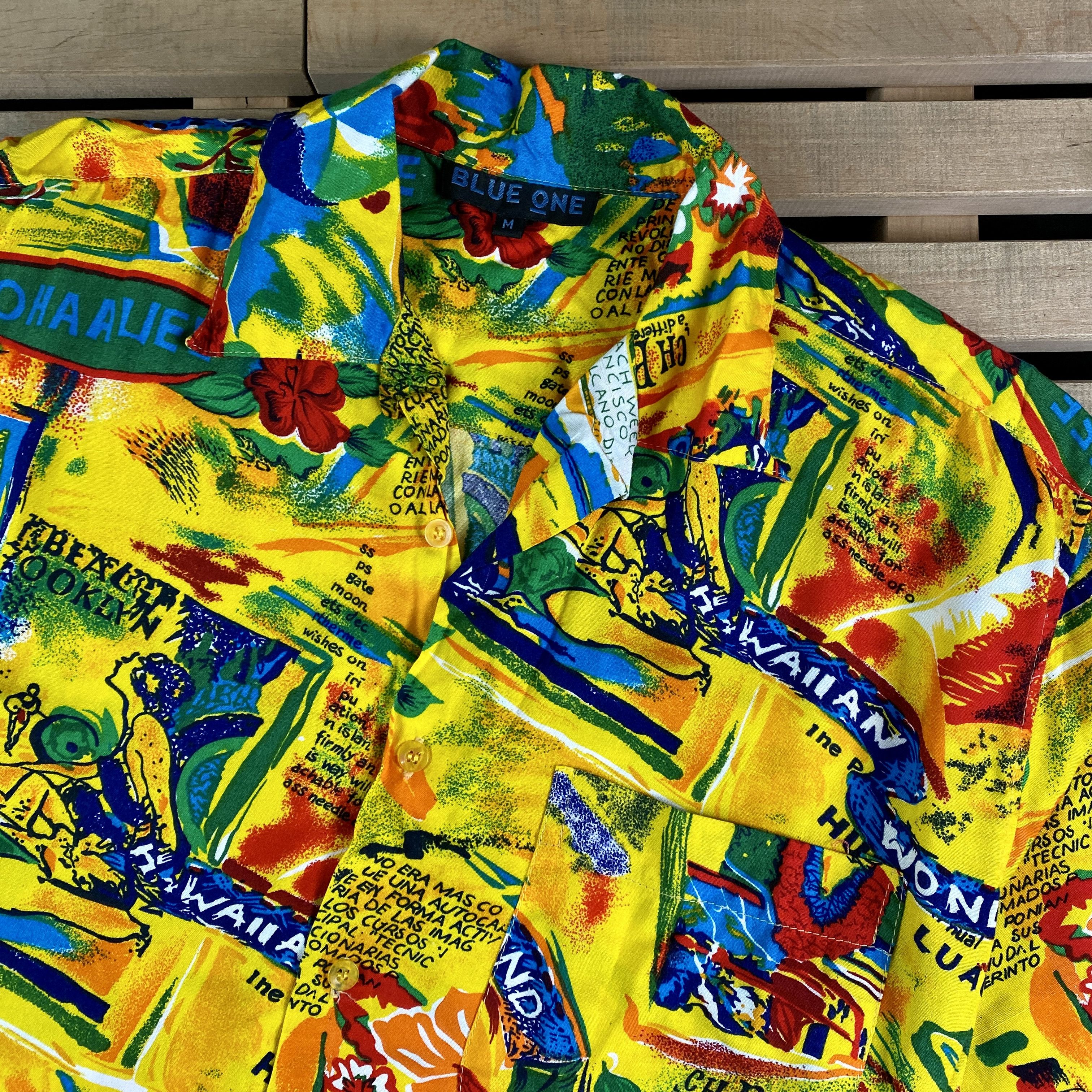 Vintage Mens Vintage Hawaiian Shirt Blue One Size M Size US M / EU 48-50 / 2 - 2 Thumbnail