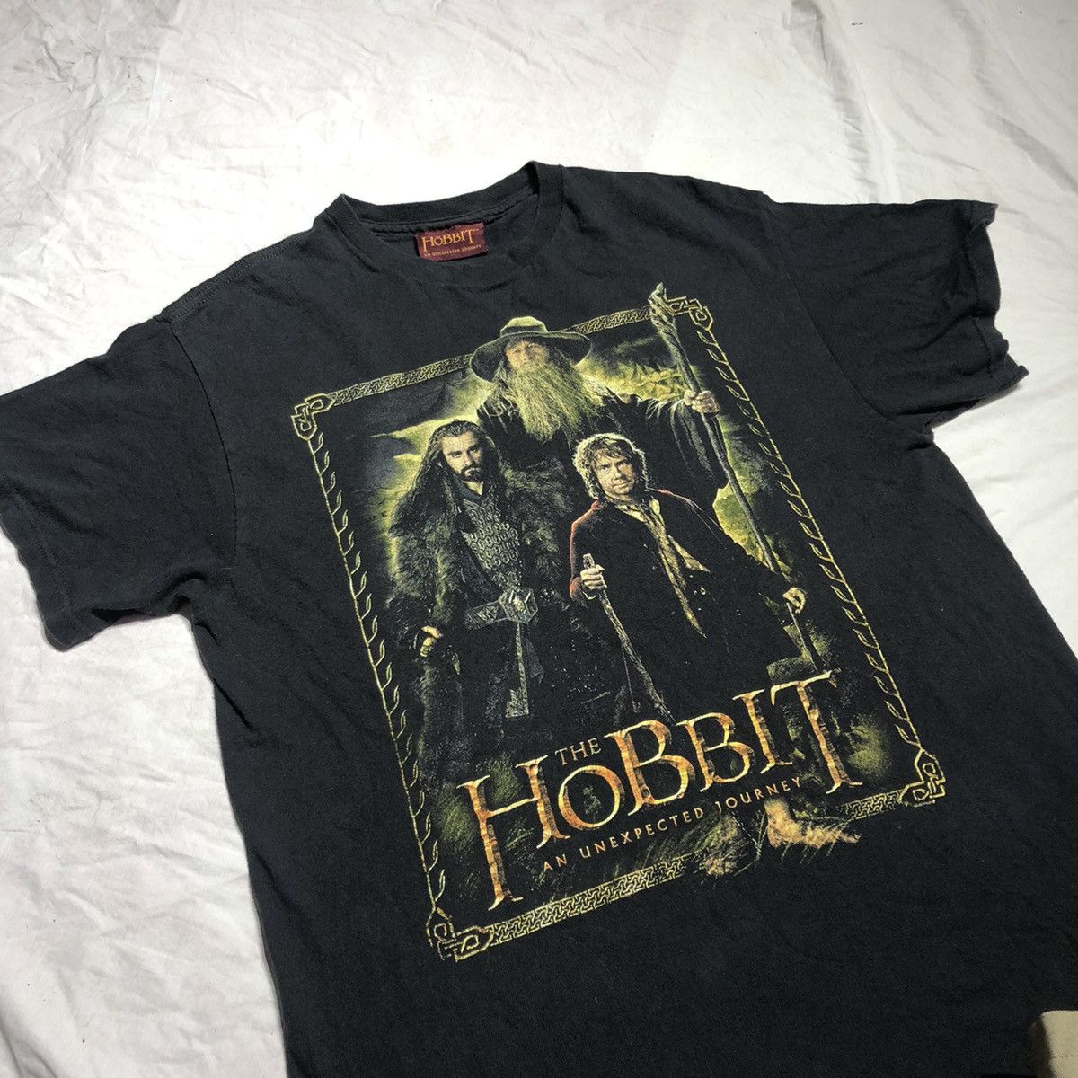 image of The Hobbit An Unexpected Journey Movie T Shirt in Black, Men's (Size Medium)