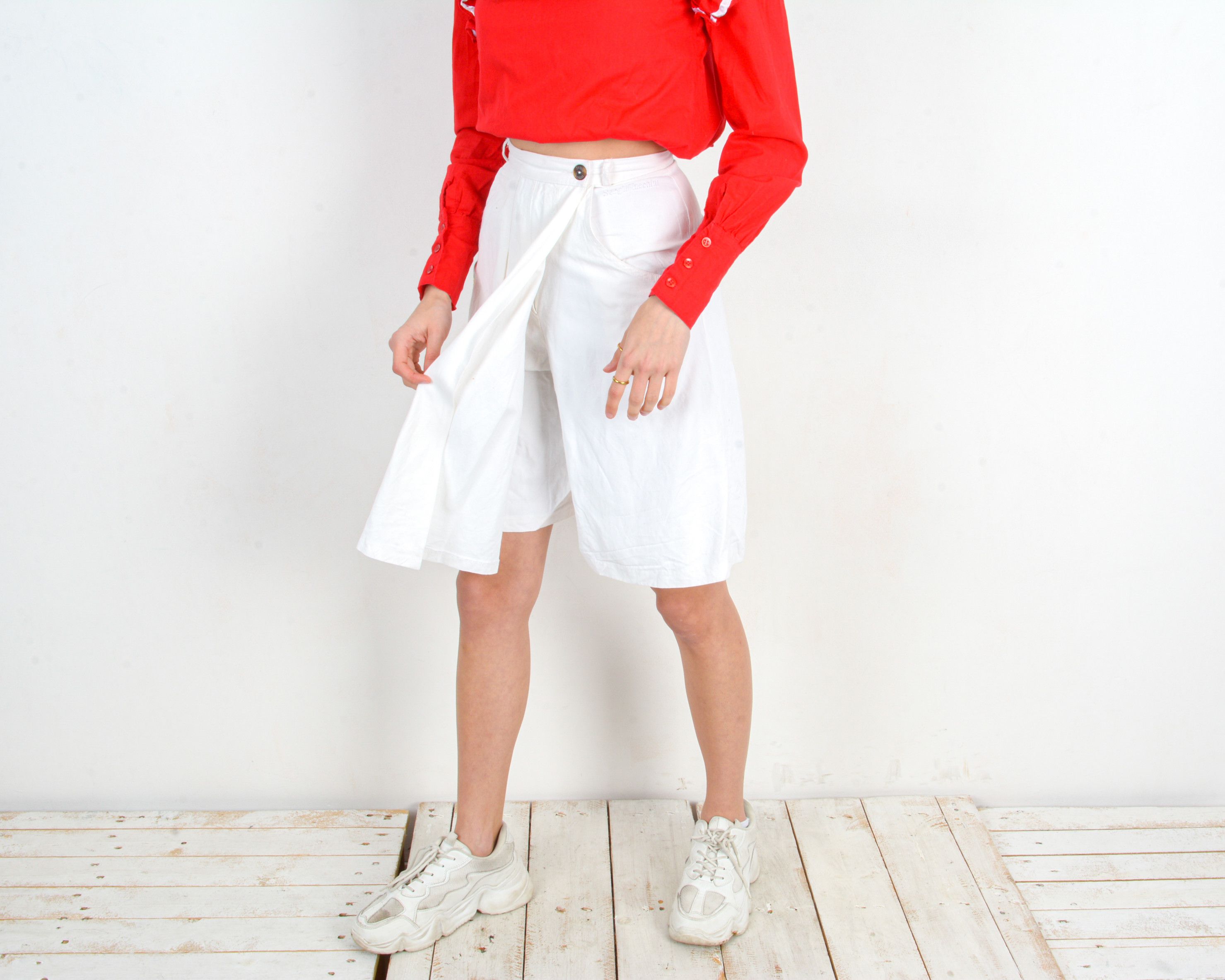 Sergio Tacchini × Vintage Wrap UK 12 Skort US 8 Shorts EU 40 Skirt Knee Lenght Bottoms Size 24" / US 00 / IT 34 - 1 Thumbnail