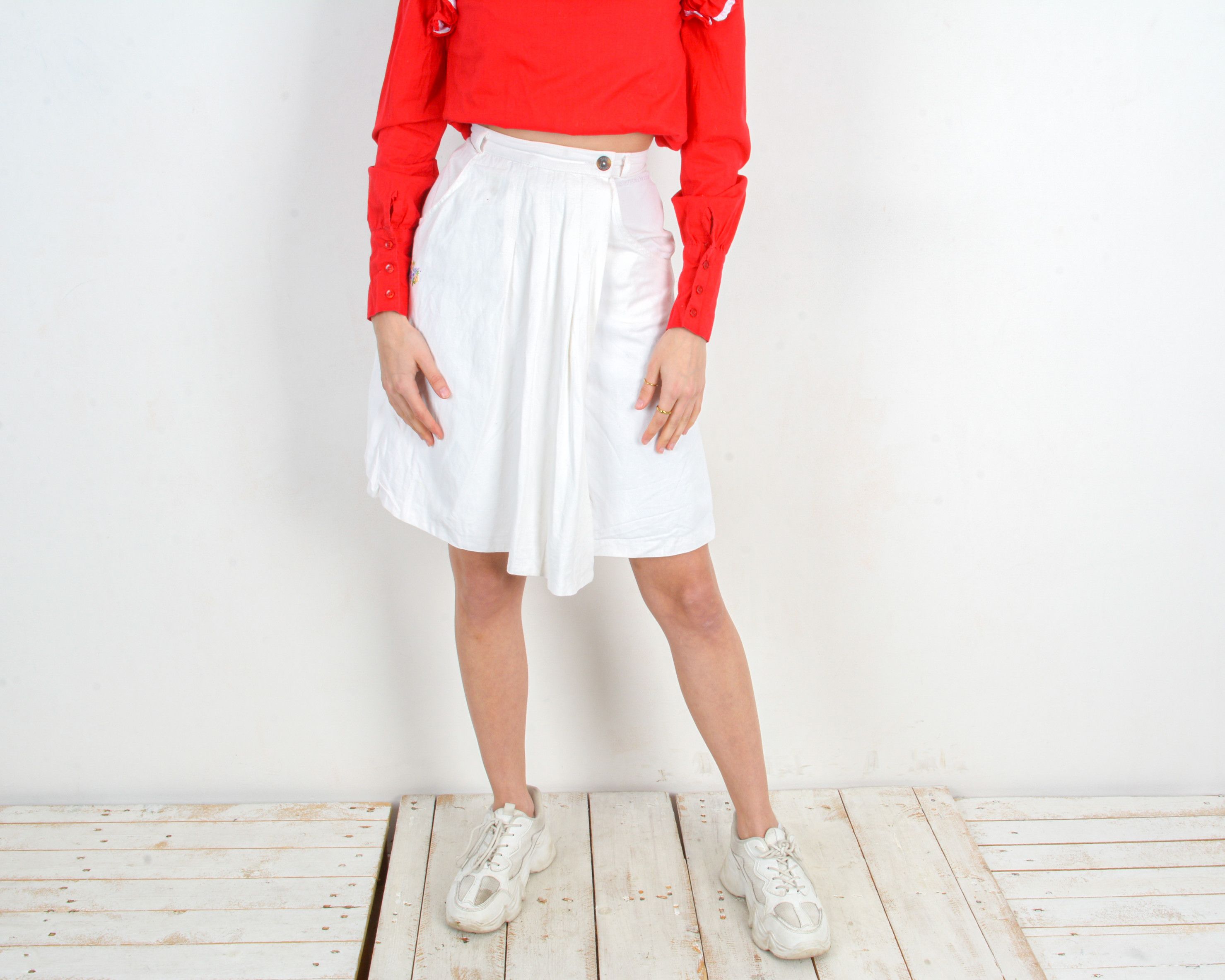 Sergio Tacchini × Vintage Wrap UK 12 Skort US 8 Shorts EU 40 Skirt Knee Lenght Bottoms Size 24" / US 00 / IT 34 - 2 Thumbnail
