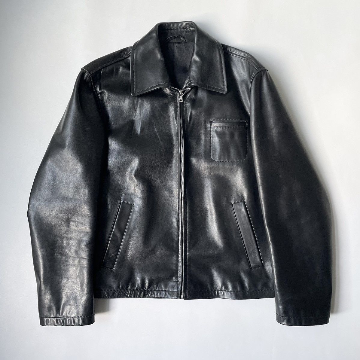 Prada A/W 2000 Black Leather Jacket | Grailed