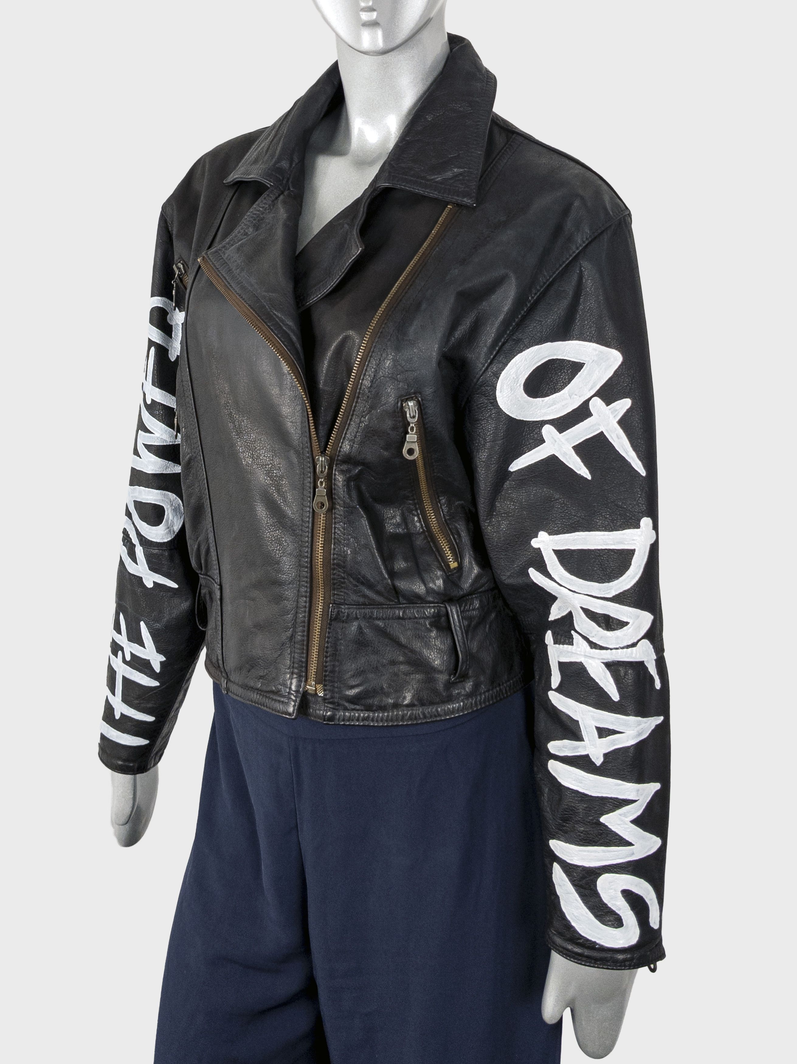 Vintage Vtg Custom Painted Leather Biker Jacket Punk Streetwear Size M / US 6-8 / IT 42-44 - 8 Thumbnail
