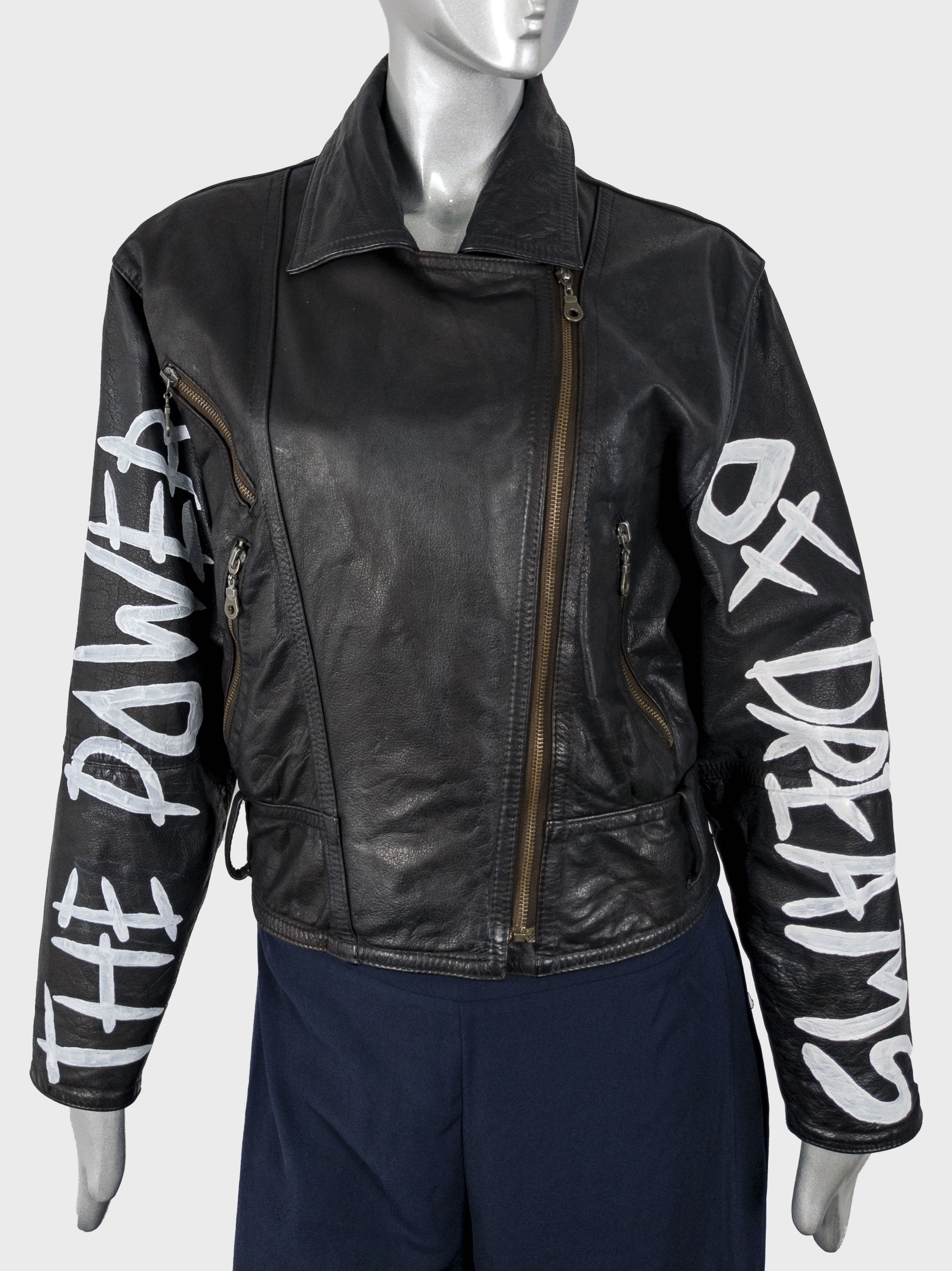 Vintage Vtg Custom Painted Leather Biker Jacket Punk Streetwear Size M / US 6-8 / IT 42-44 - 6 Thumbnail