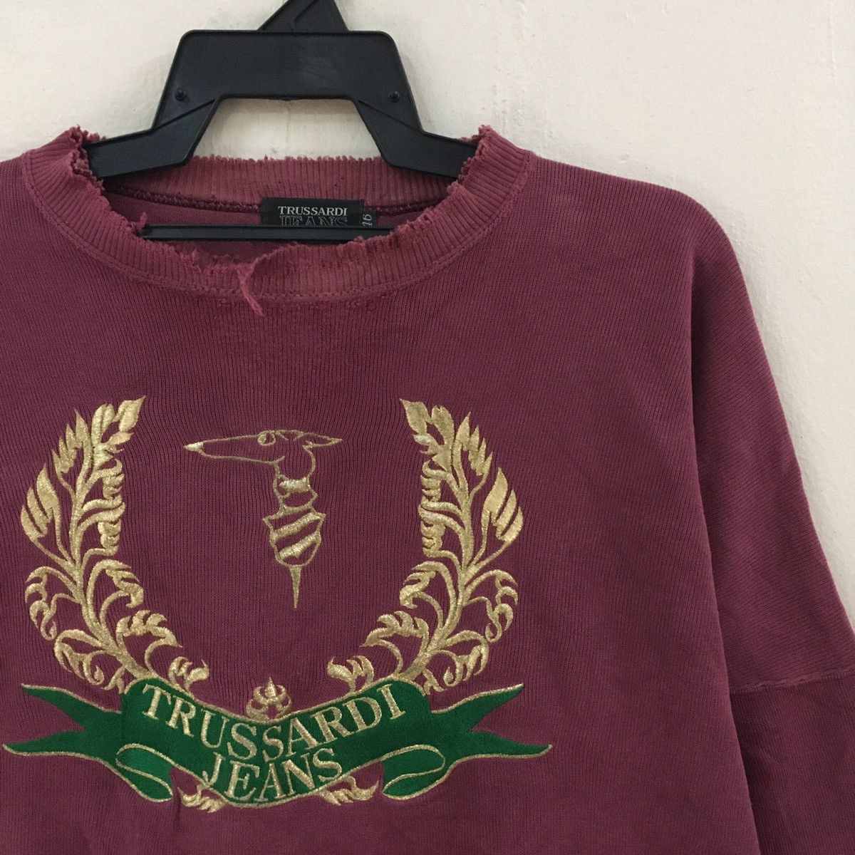 Trussardi Vintage Trussardi Distressed Crewneck Sweatshirt Size US M / EU 48-50 / 2 - 2 Thumbnail