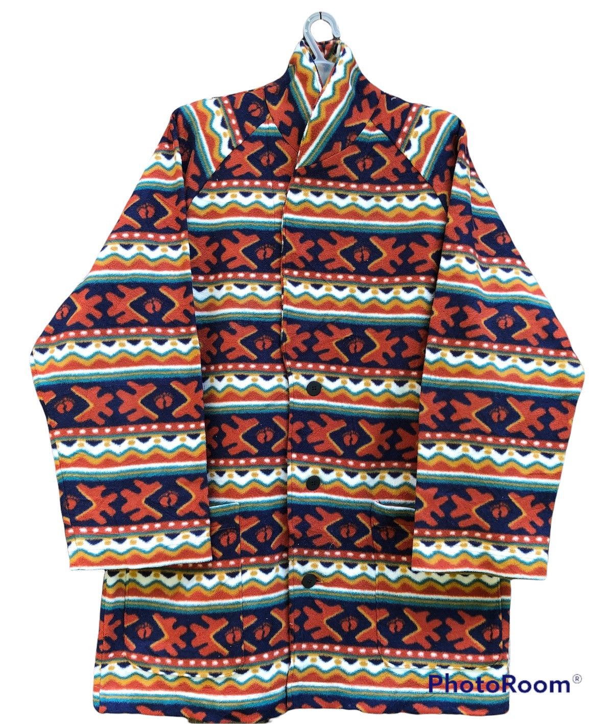 Vintage 90s Hang Ten Printed Sherpa Fleece Long Jacket