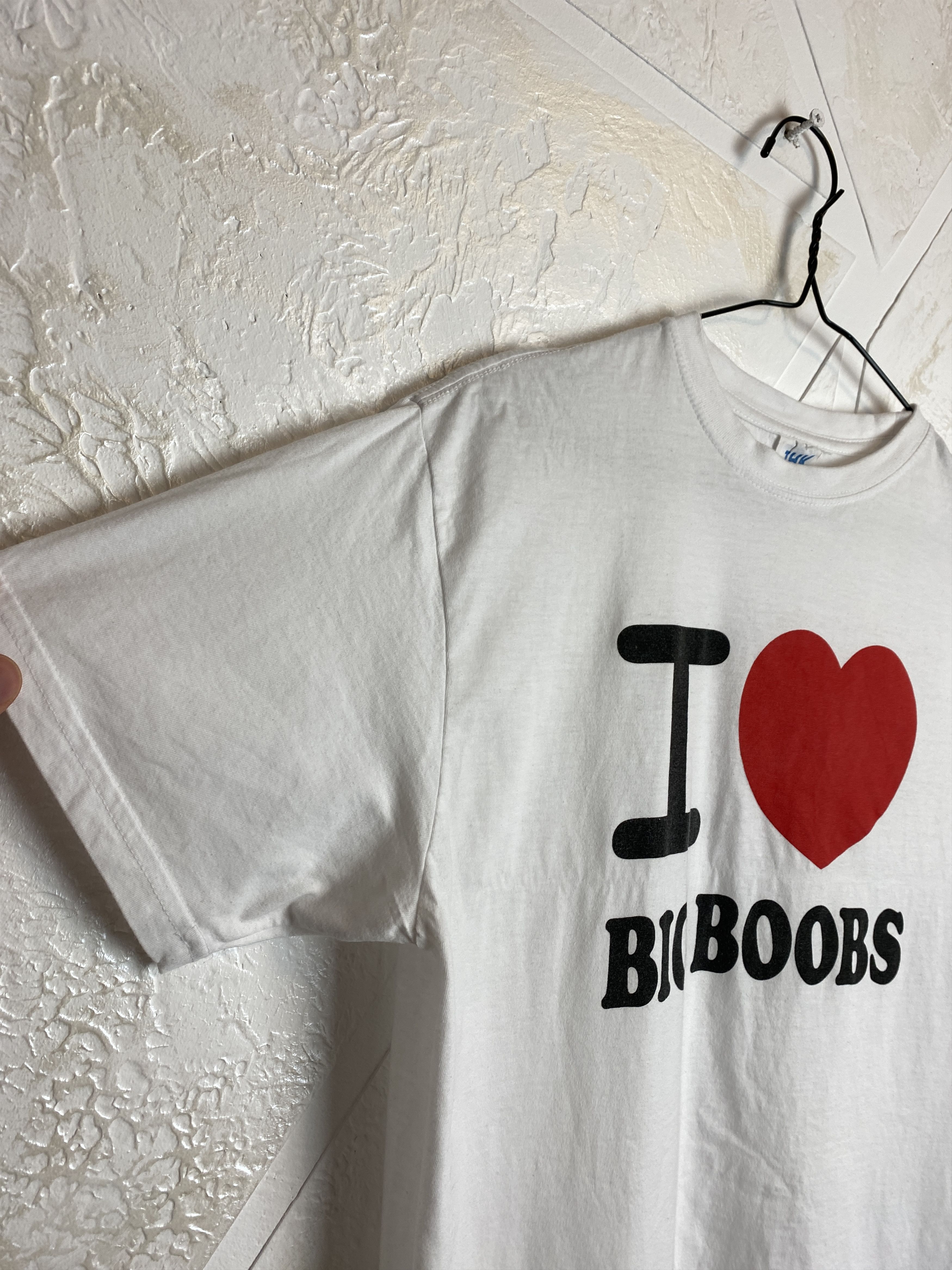 Vintage Vintage Humor White T-Shirt "I love big boobs" Size US M / EU 48-50 / 2 - 4 Thumbnail