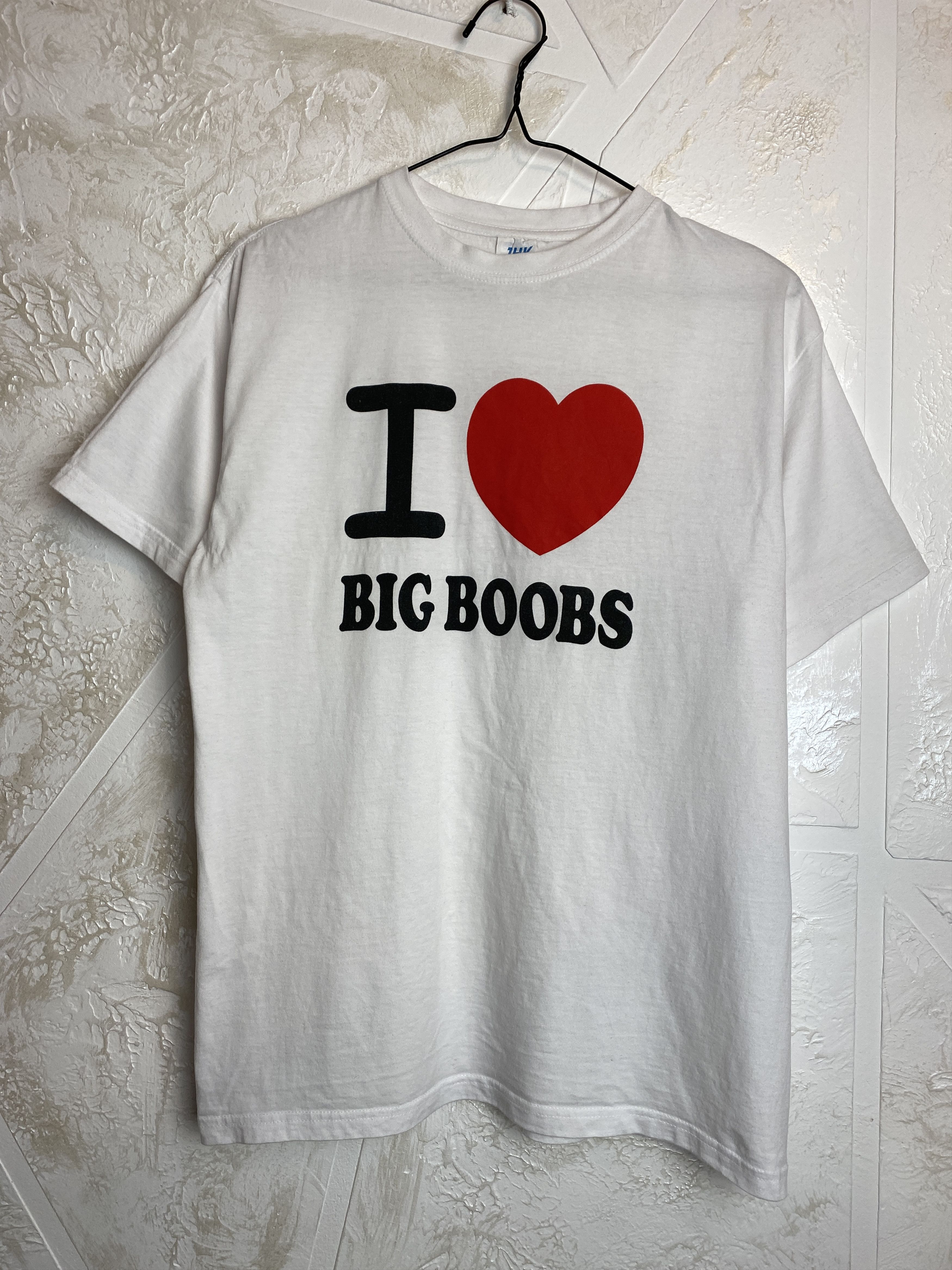 Vintage Vintage Humor White T-Shirt "I love big boobs" Size US M / EU 48-50 / 2 - 1 Thumbnail