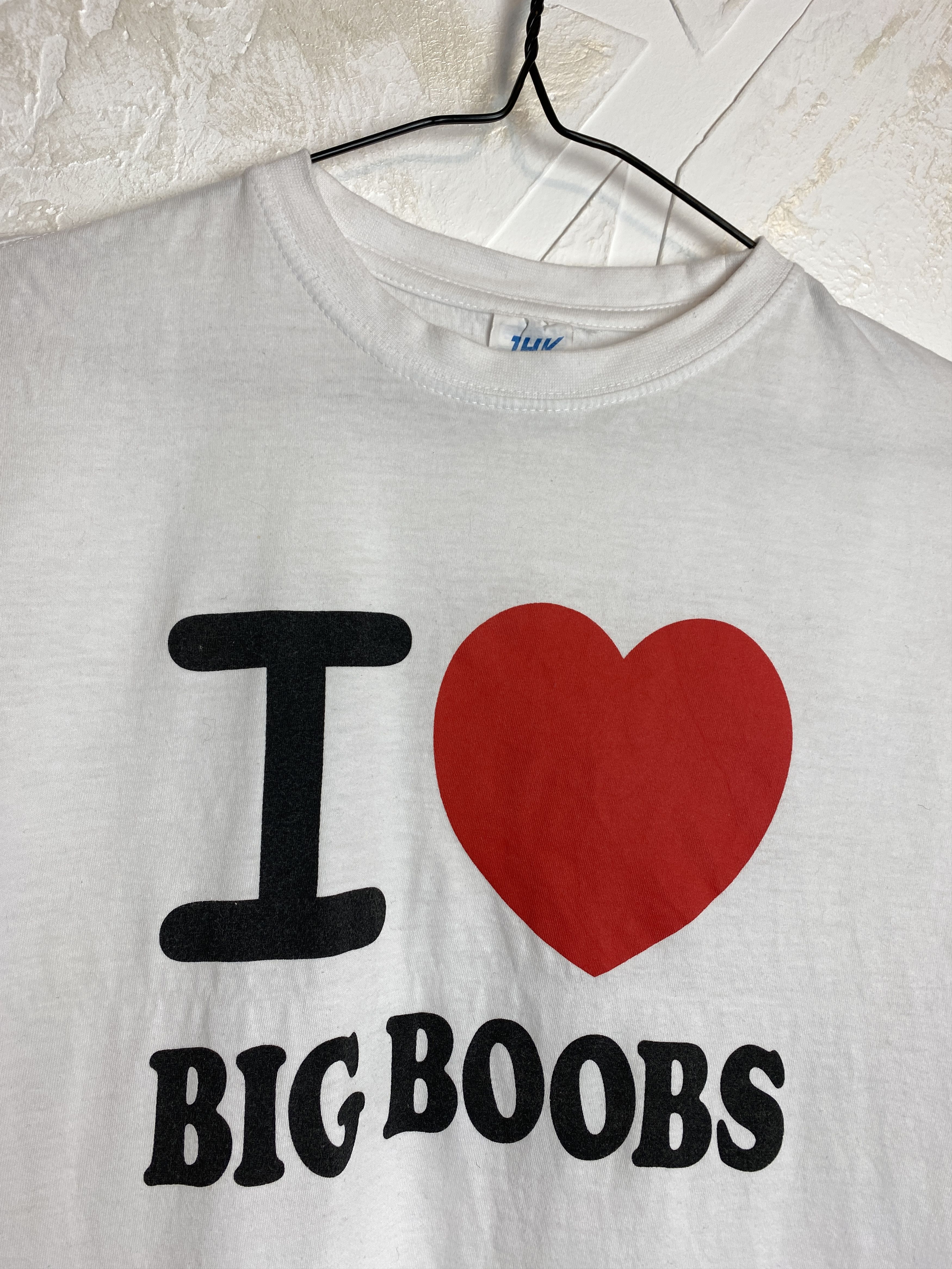 Vintage Vintage Humor White T-Shirt "I love big boobs" Size US M / EU 48-50 / 2 - 2 Thumbnail