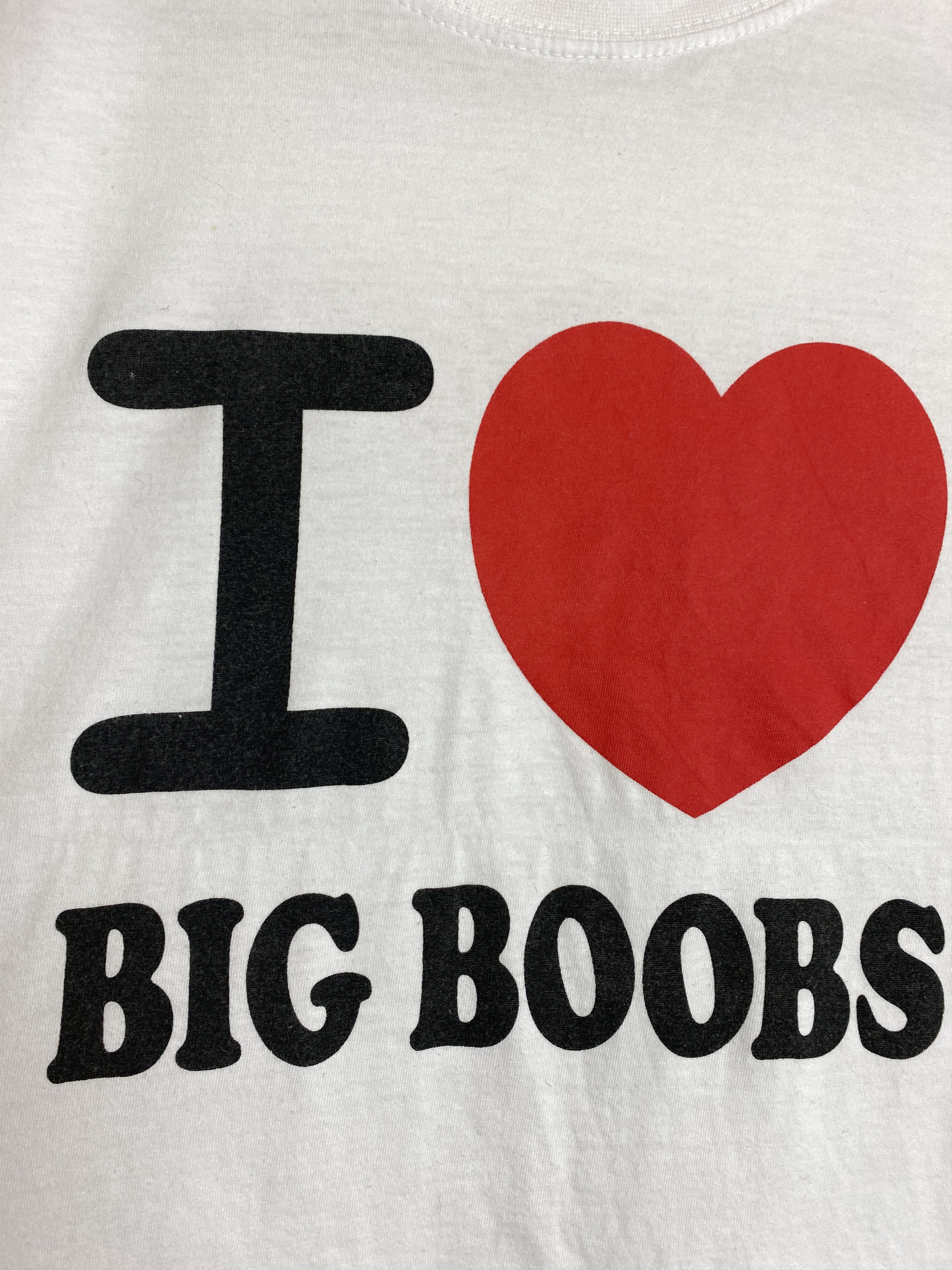 Vintage Vintage Humor White T-Shirt "I love big boobs" Size US M / EU 48-50 / 2 - 3 Thumbnail