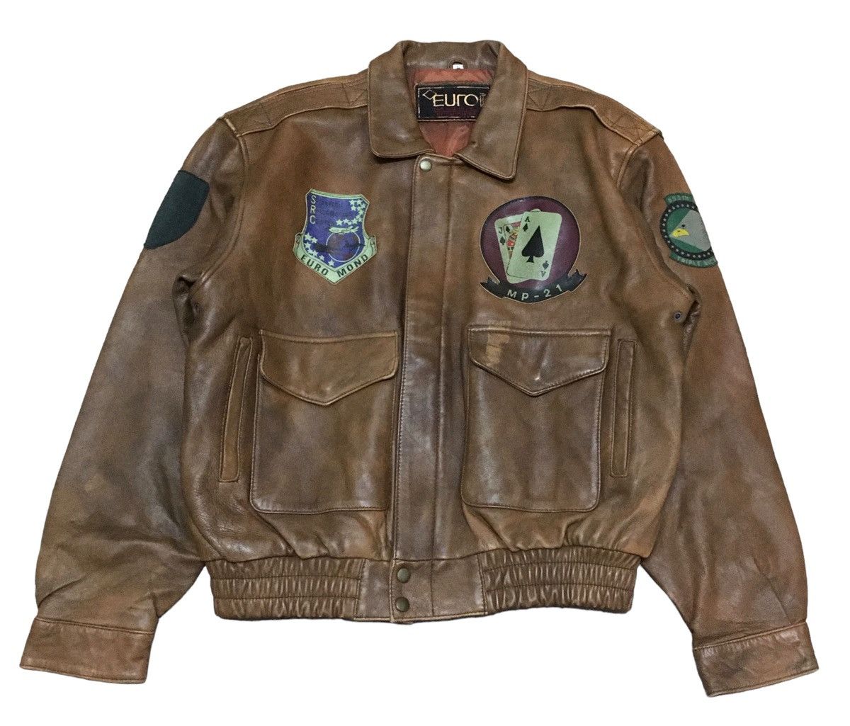 Vintage Rare Vintage Brand Euro Mood Air Force Leather Jacket 1980s Size US L / EU 52-54 / 3 - 1 Thumbnail