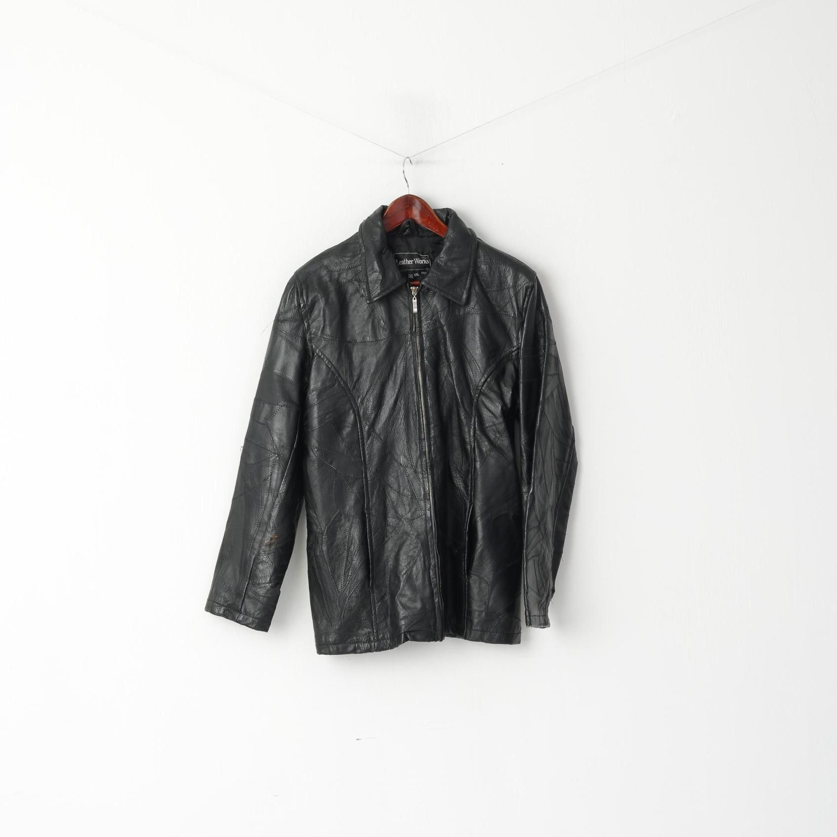Vintage Leather Works Women XXL Jacket Black Patchwork 2147 Size XXL / US 16-18 / IT 52-54 - 1 Thumbnail