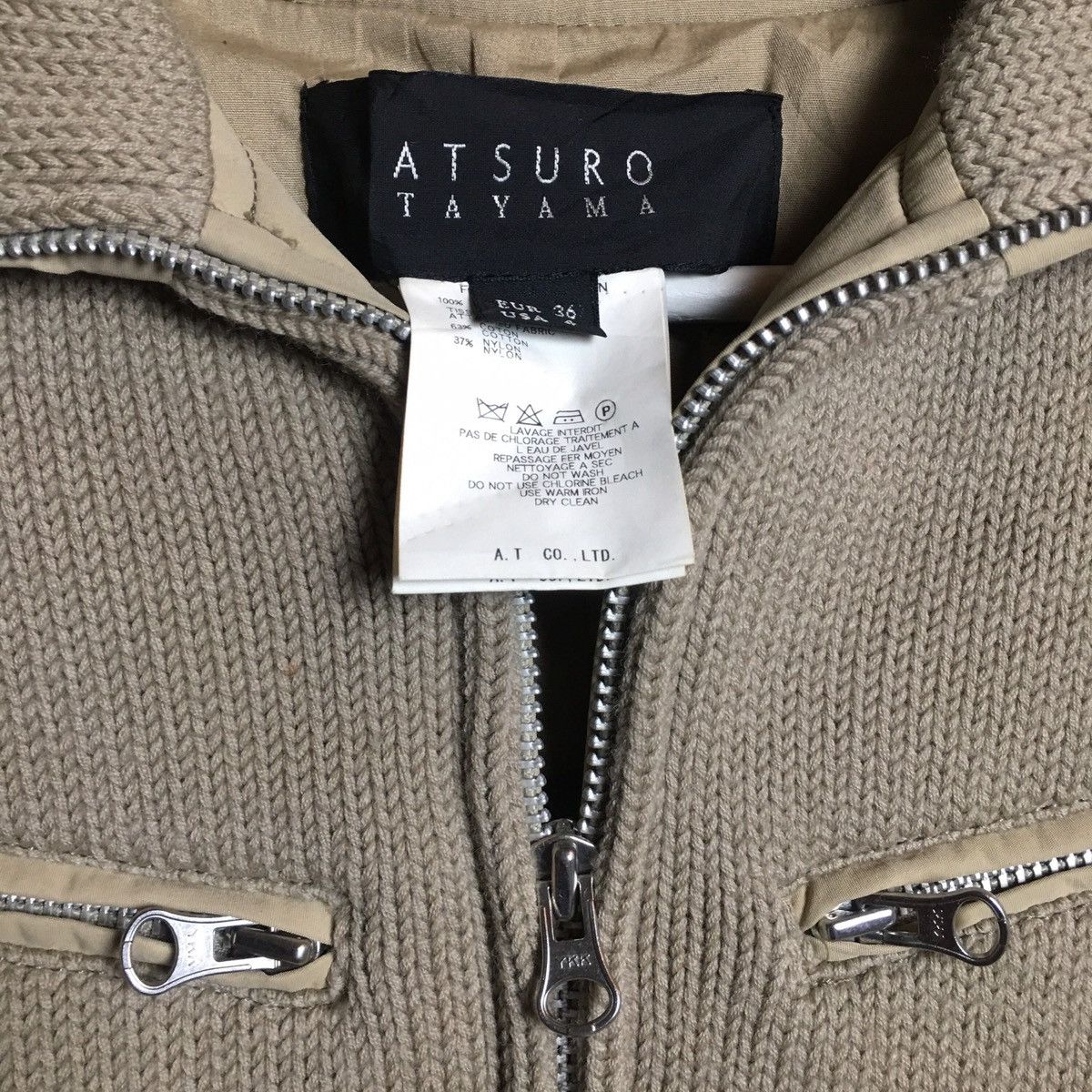 ATSURO TAYAMA ATURO TAYAMA Japan Knit Pattern Turtle Neck Full Zip Jacket Size XS / US 0-2 / IT 36-38 - 4 Thumbnail