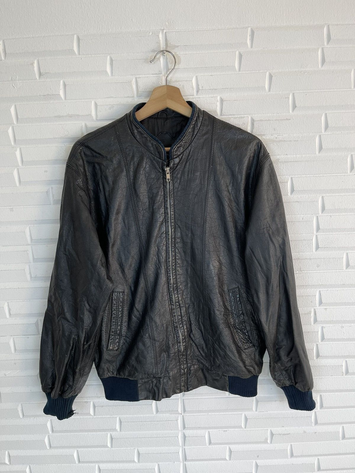 Genuine Leather × Vintage Vintage BLACK REAL COWHIDE JACKET STREETWEAR Size US L / EU 52-54 / 3 - 2 Thumbnail
