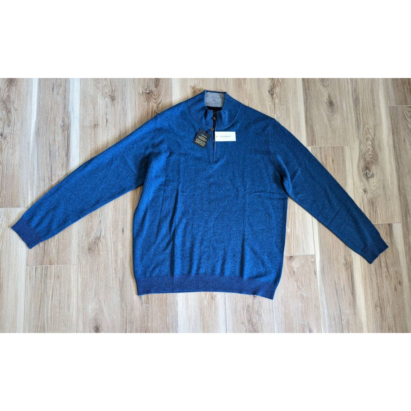 NWT Club Room Luxury Cashmere 1/4 Zip Sweater in Blue store XL