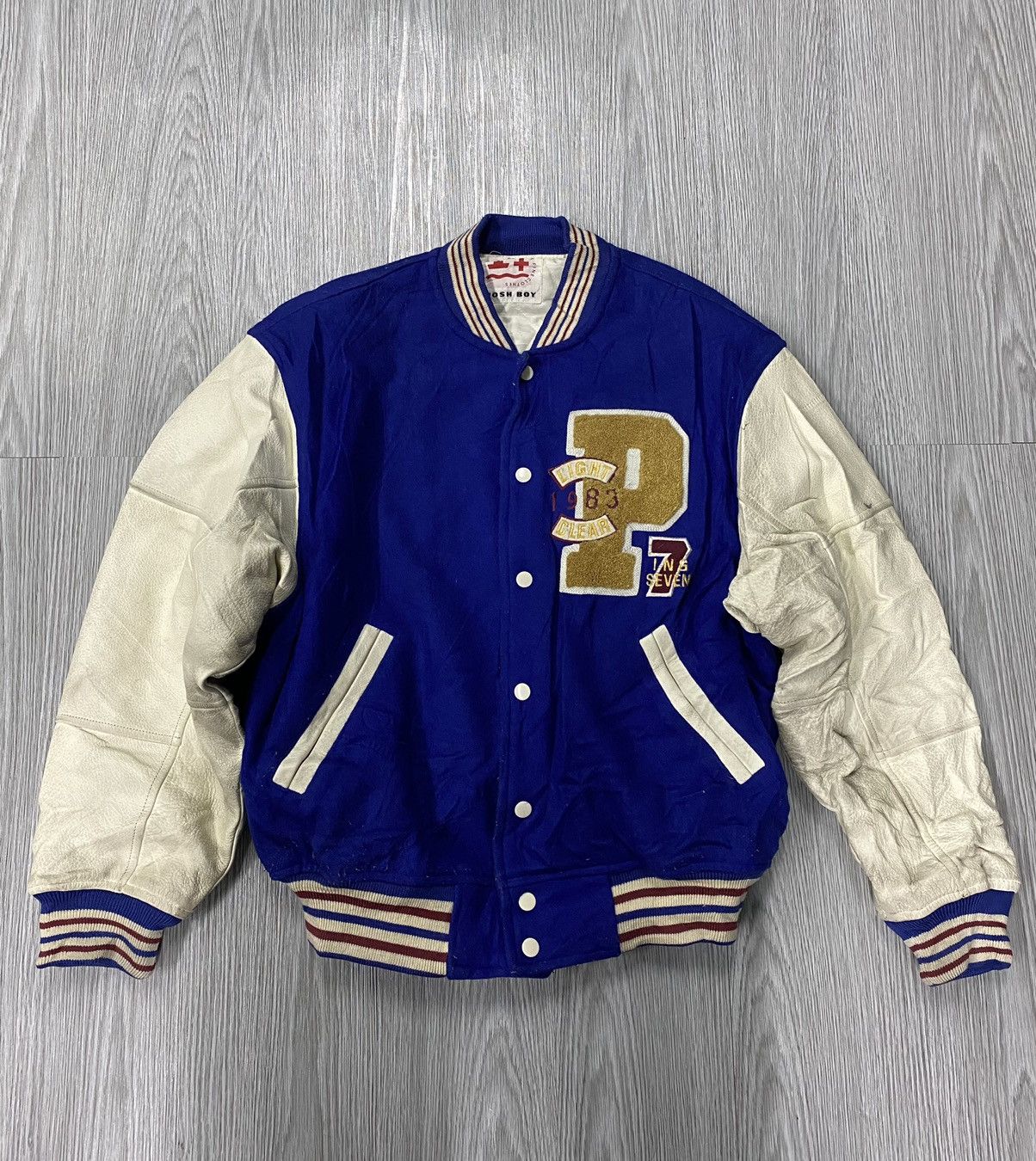 Japanese Brand Vintage 90s Poshboy Varsity Wool Leather Jacket Size US L / EU 52-54 / 3 - 2 Thumbnail
