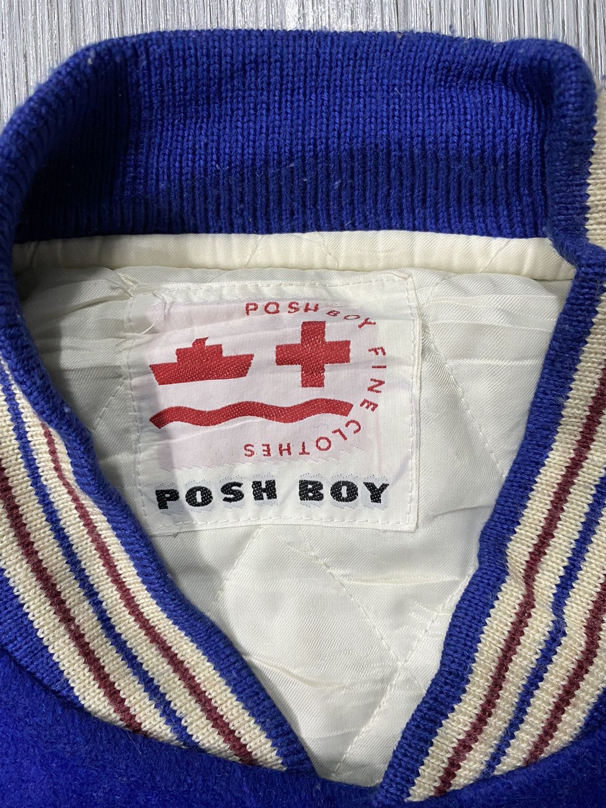 Japanese Brand Vintage 90s Poshboy Varsity Wool Leather Jacket Size US L / EU 52-54 / 3 - 5 Thumbnail