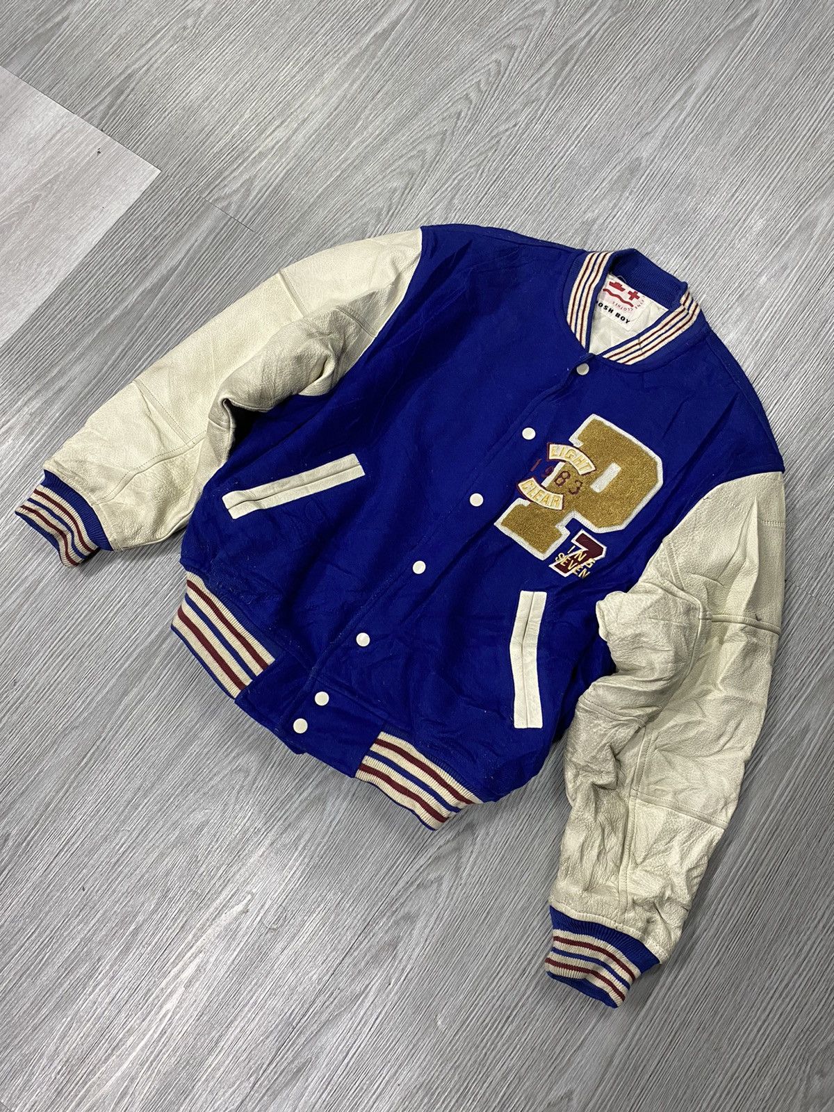 Japanese Brand Vintage 90s Poshboy Varsity Wool Leather Jacket Size US L / EU 52-54 / 3 - 3 Thumbnail