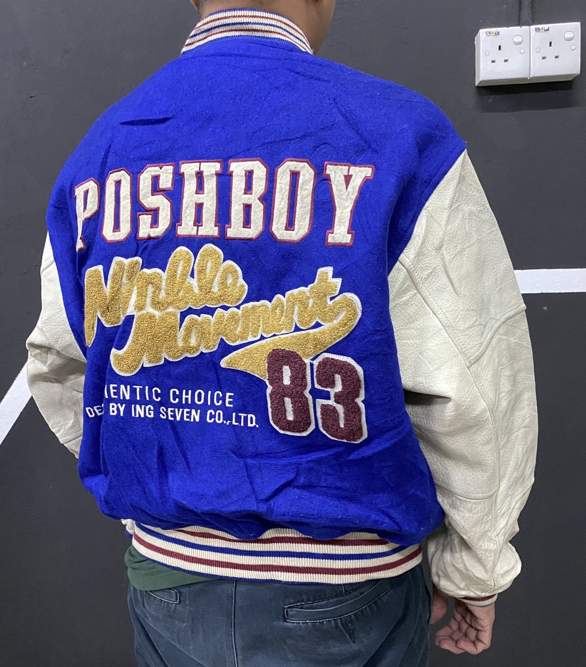 Japanese Brand Vintage 90s Poshboy Varsity Wool Leather Jacket Size US L / EU 52-54 / 3 - 1 Thumbnail