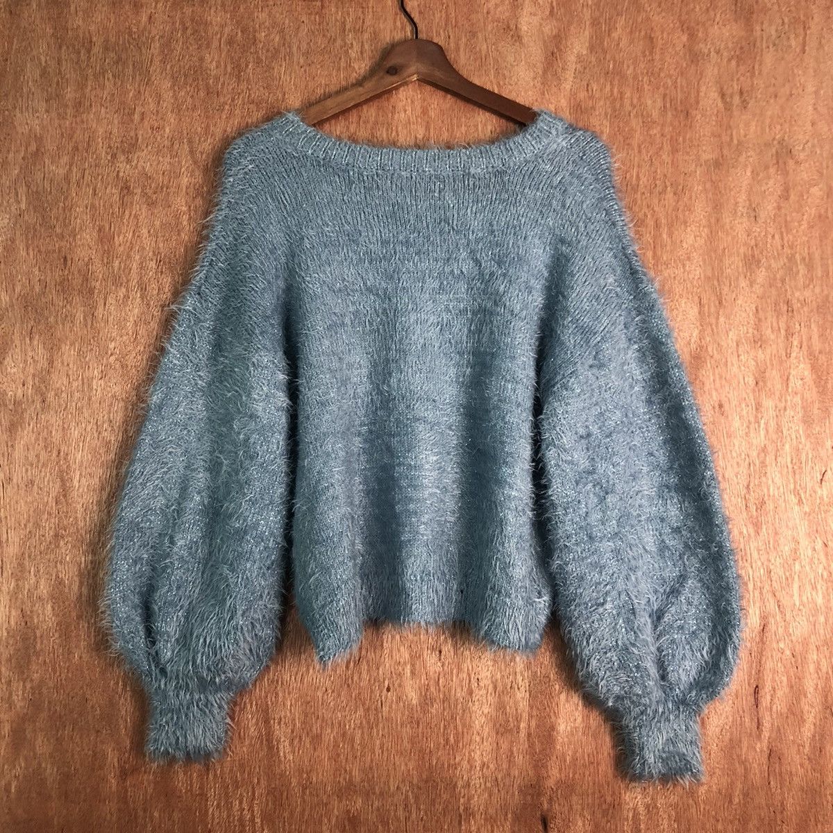 Aran Isles Knitwear GU JAPAN BLUE MOHAIR SHAGY SHAGGY KNITWEAR Size US L / EU 52-54 / 3 - 9 Thumbnail
