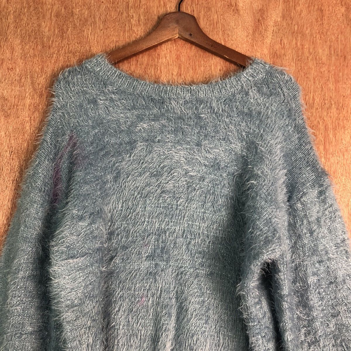 Aran Isles Knitwear GU JAPAN BLUE MOHAIR SHAGY SHAGGY KNITWEAR Size US L / EU 52-54 / 3 - 2 Thumbnail
