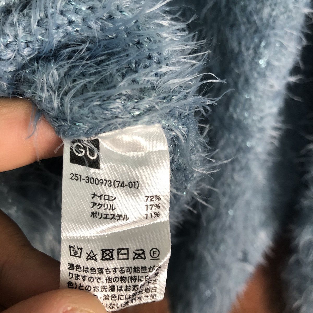 Aran Isles Knitwear GU JAPAN BLUE MOHAIR SHAGY SHAGGY KNITWEAR Size US L / EU 52-54 / 3 - 10 Thumbnail