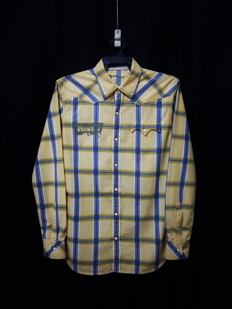 Levi's Vintage Clothing 🔥Levis Checker Plaid Snap Button Up Shirt RARE Size US L / EU 52-54 / 3 - 1 Thumbnail