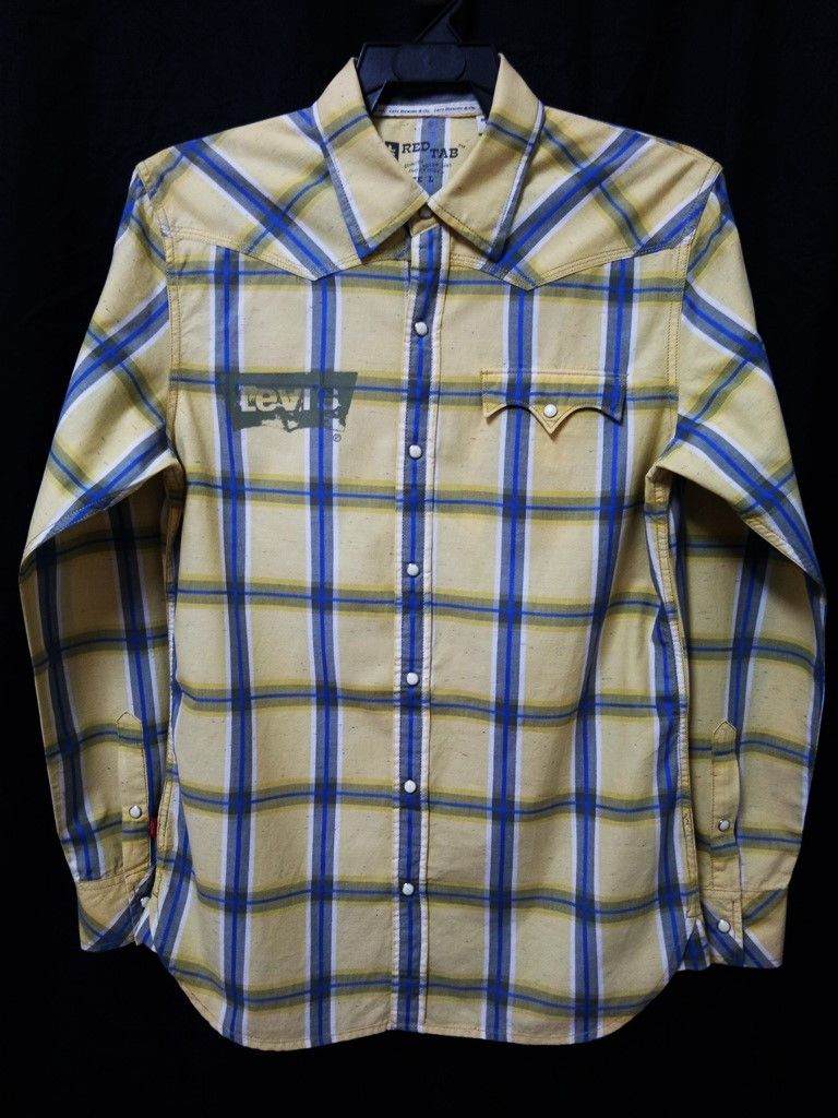Levi's Vintage Clothing 🔥Levis Checker Plaid Snap Button Up Shirt RARE Size US L / EU 52-54 / 3 - 4 Thumbnail