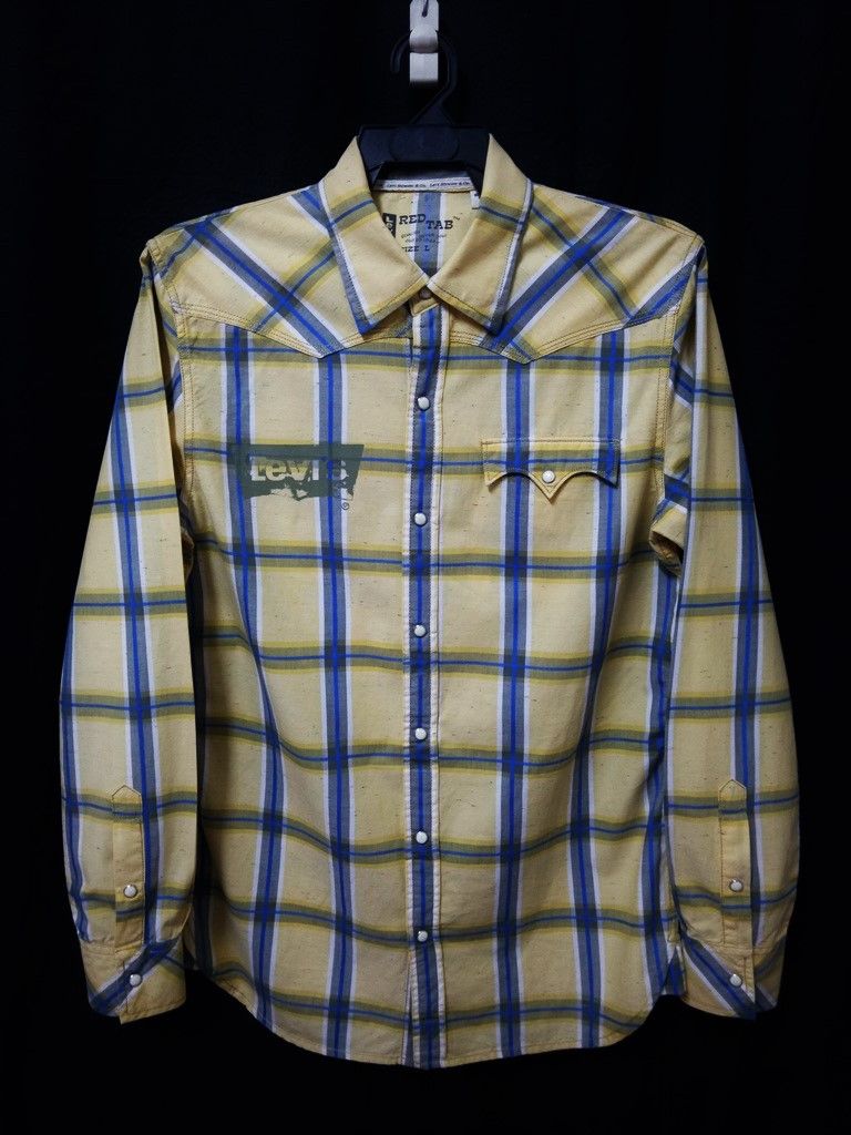 Levi's Vintage Clothing 🔥Levis Checker Plaid Snap Button Up Shirt RARE Size US L / EU 52-54 / 3 - 2 Thumbnail