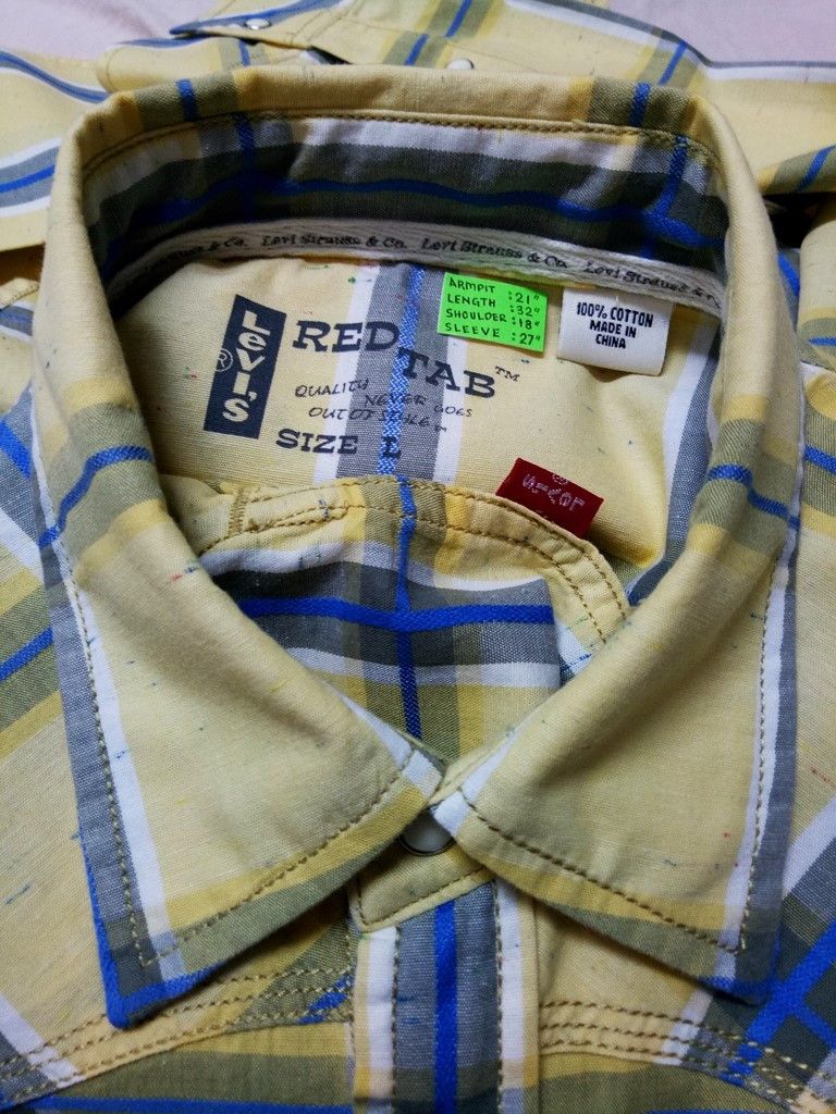 Levi's Vintage Clothing 🔥Levis Checker Plaid Snap Button Up Shirt RARE Size US L / EU 52-54 / 3 - 11 Thumbnail