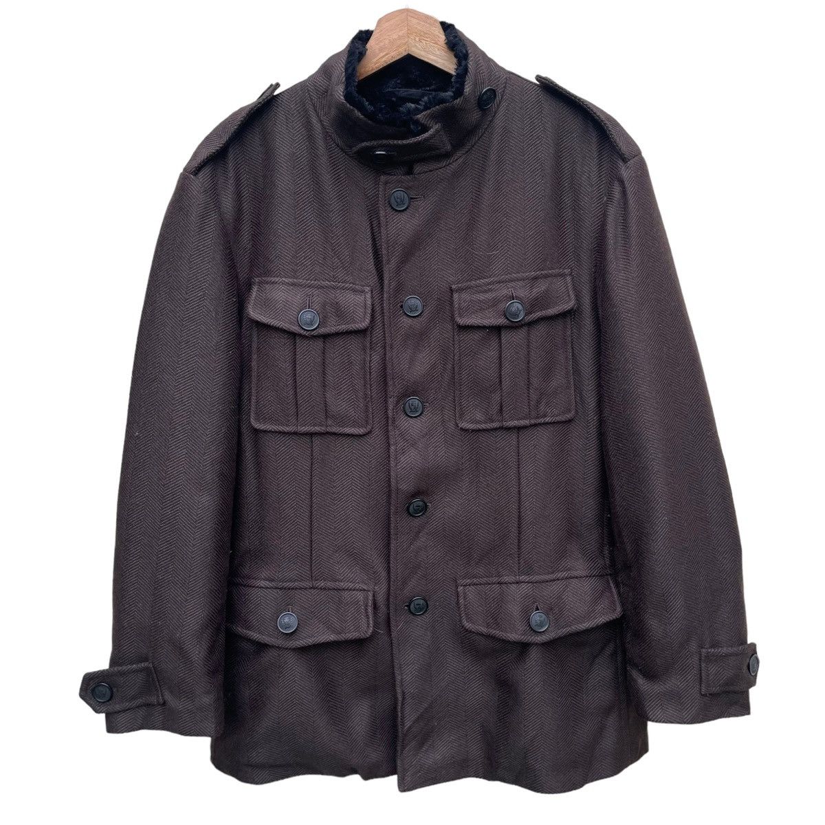 Armani 💥 ARMANI COLLEZIONI FUR BUTTON JACKET Size US L / EU 52-54 / 3 - 1 Thumbnail