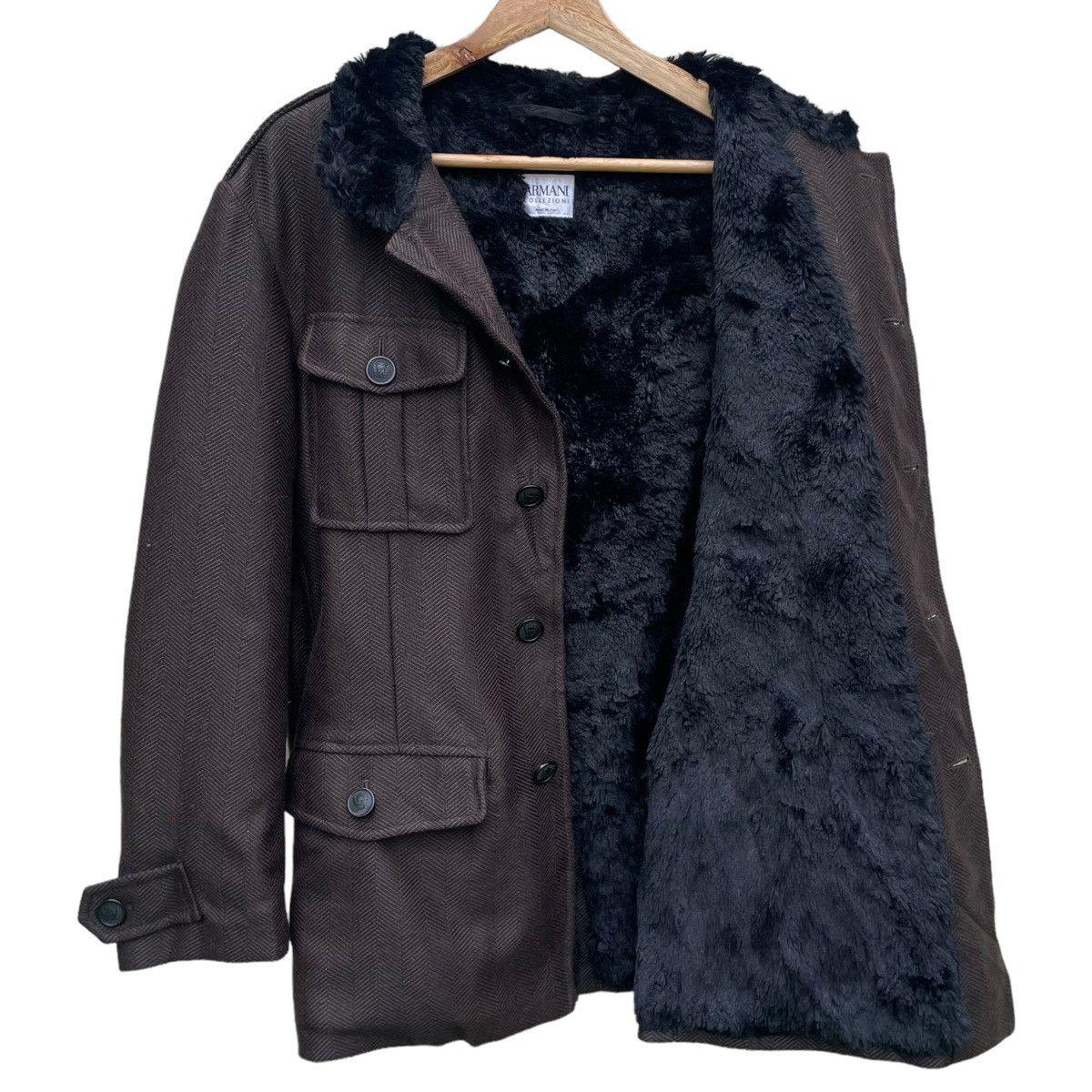Armani 💥 ARMANI COLLEZIONI FUR BUTTON JACKET Size US L / EU 52-54 / 3 - 5 Thumbnail