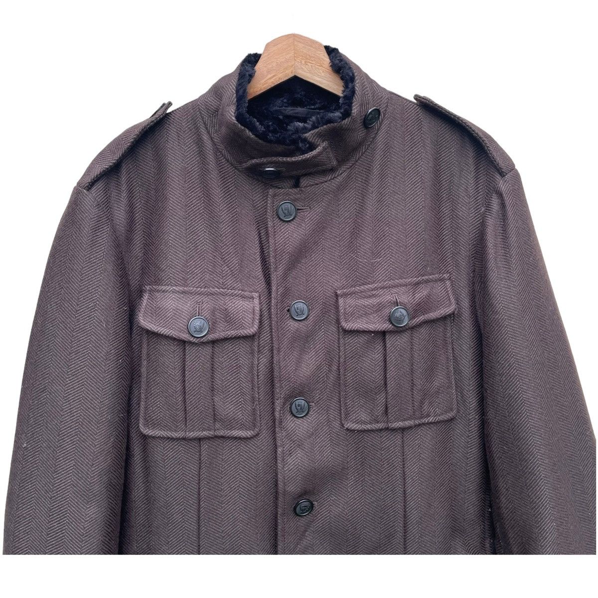 Armani 💥 ARMANI COLLEZIONI FUR BUTTON JACKET Size US L / EU 52-54 / 3 - 4 Thumbnail